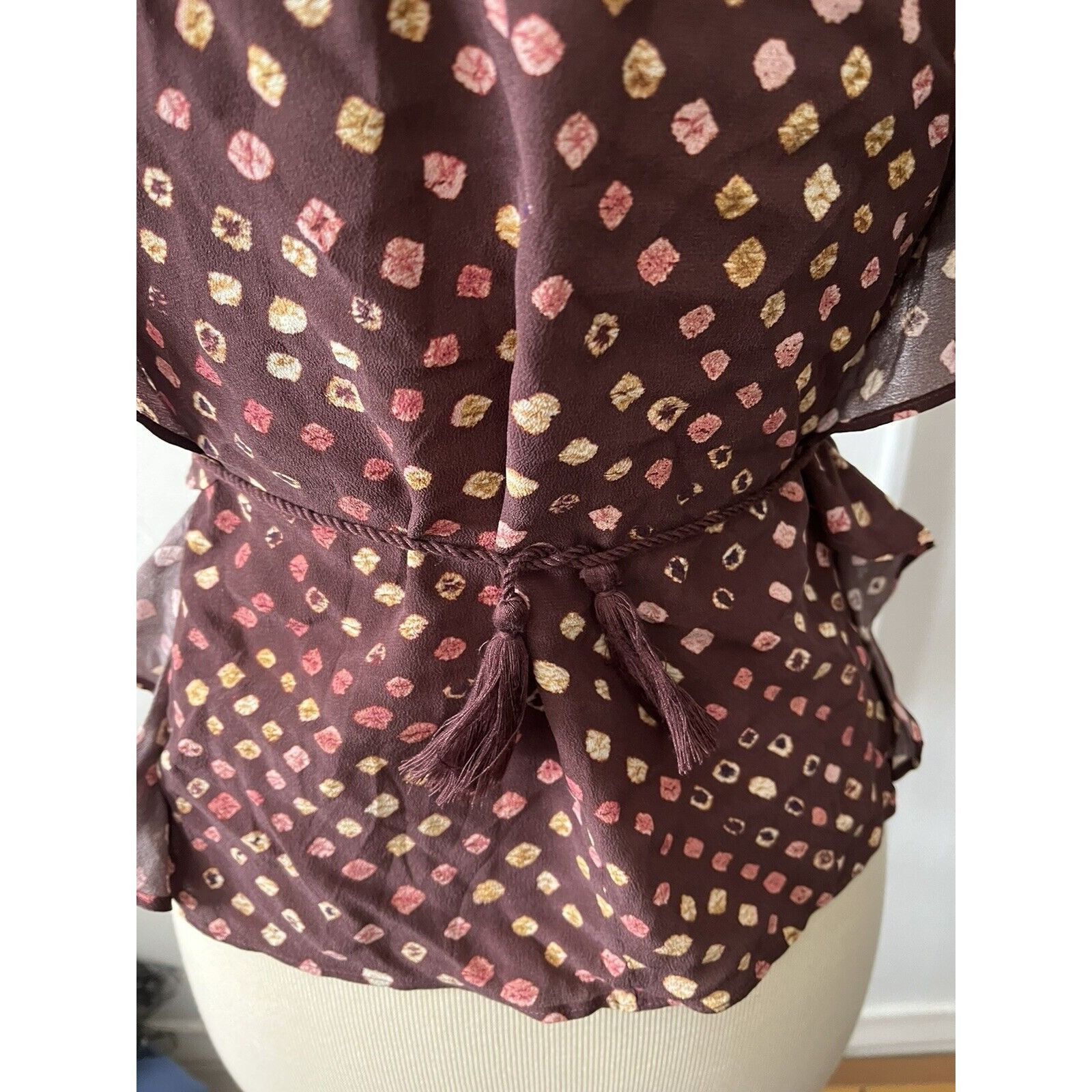 Ulla Johnson Plum Red Polka Dot Print Top Cotton Sleeveless