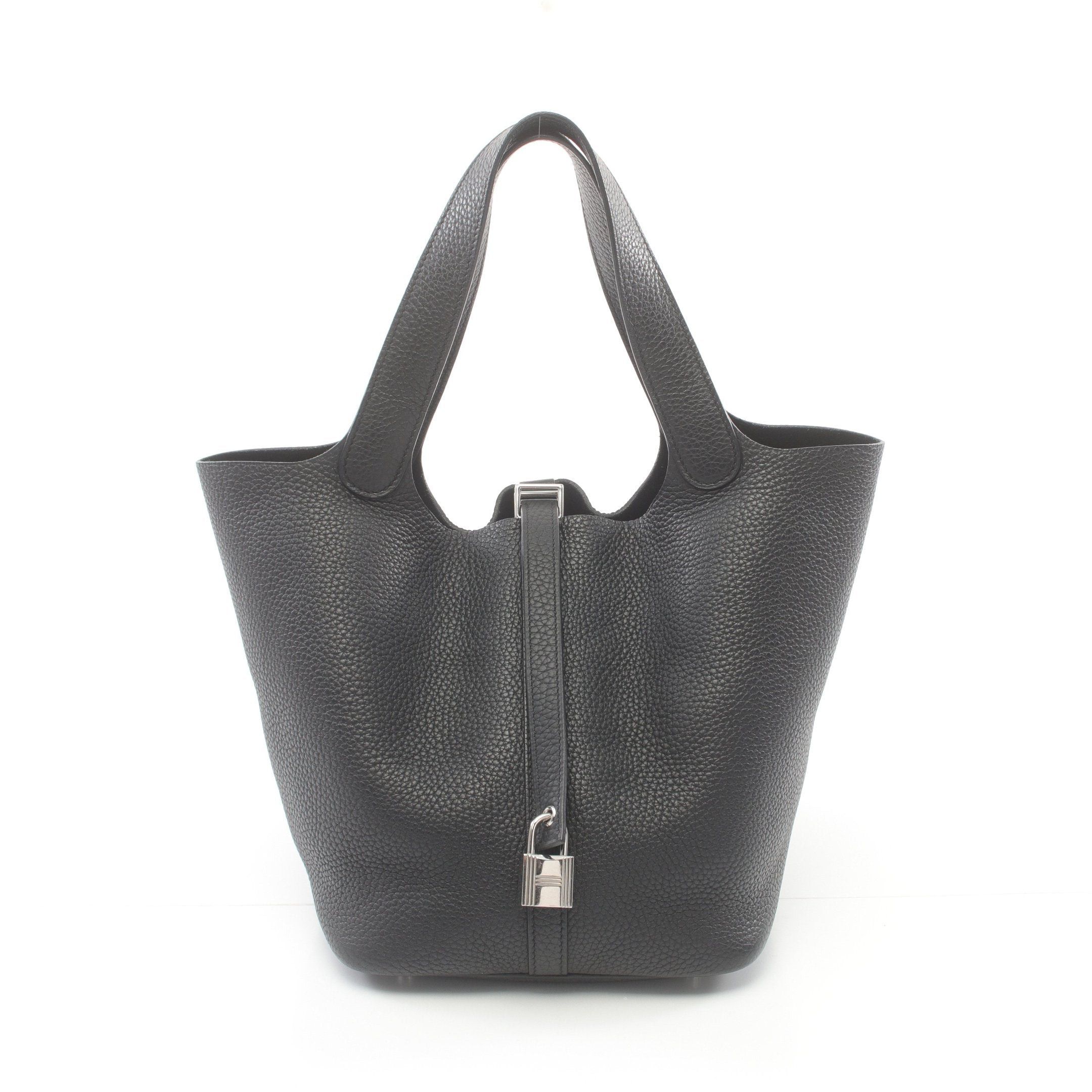 Hermes Hermes Picotane Lock Mm Handbag Clemence Leather Black Silver Hardware C Engraved Size ONE SIZE - 1 Thumbnail