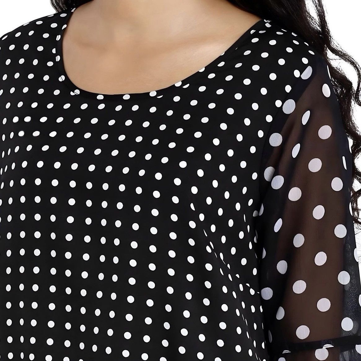 Other New Black & White Polka Dot 3/4 Bell Sleeve Top Women Small Size S / US 4 / IT 40 - 3 Thumbnail