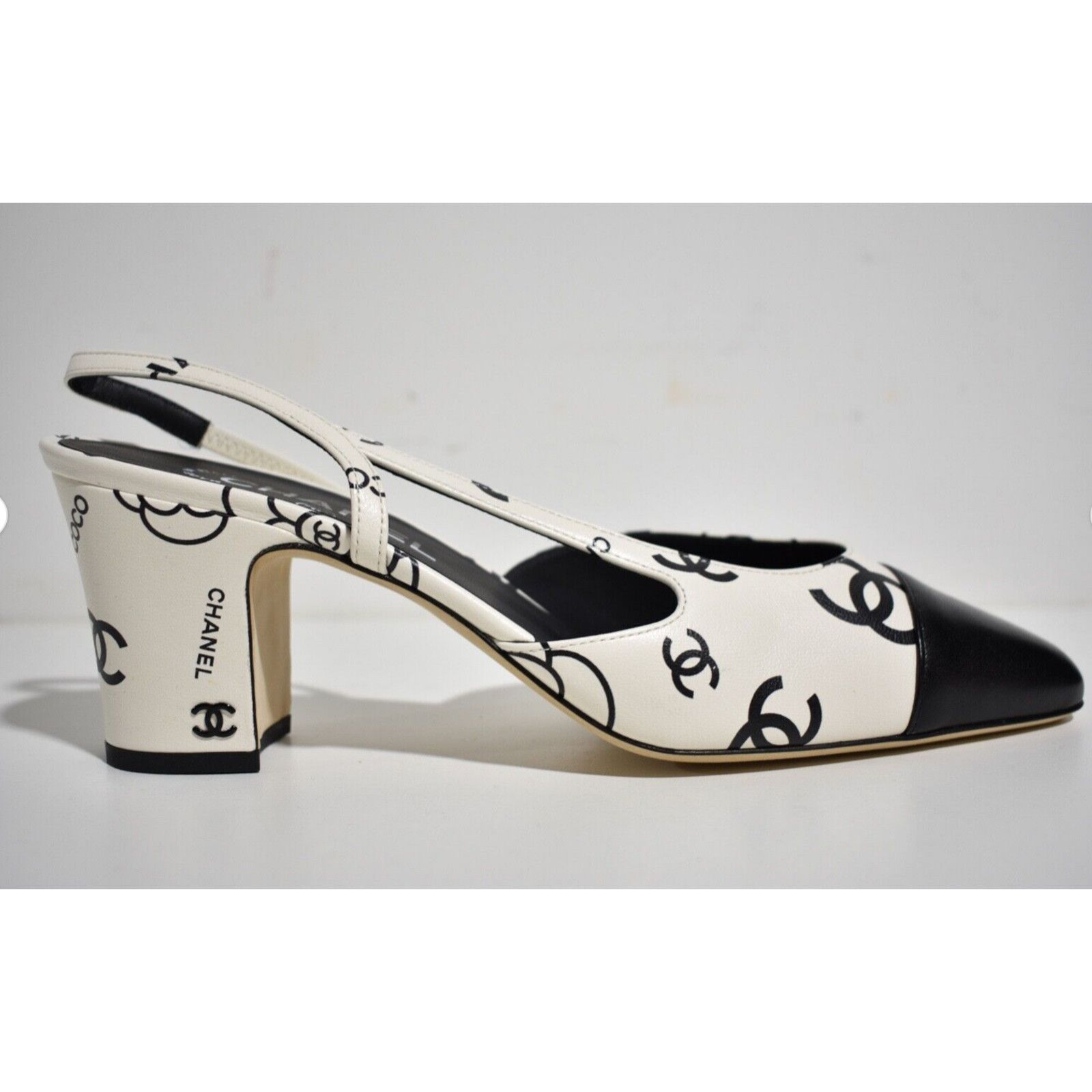 23P Mademoiselle Coco Sling CC Logo Slingback Sandal Heel 38