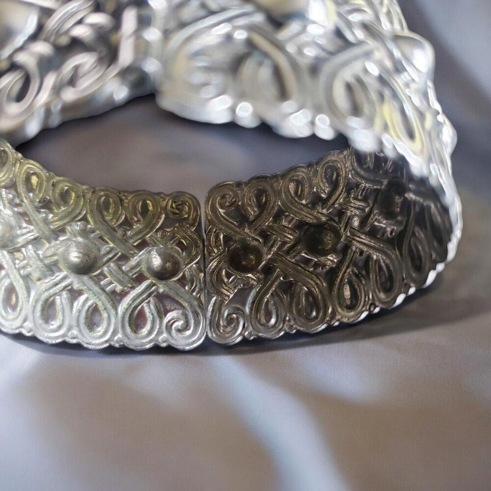 Designer Vintage Steel Filigree Hinged Bangle 20.32 cm Size ONE SIZE - 8 Thumbnail