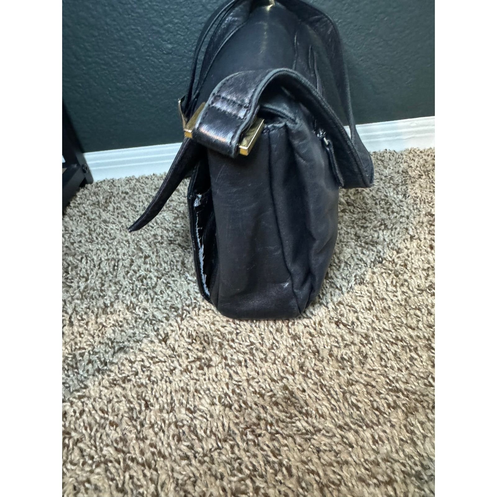 Vintage Etienne Aigner Black Leather Crossbody Bag w/ Buckle Accent Size ONE SIZE - 4 Thumbnail
