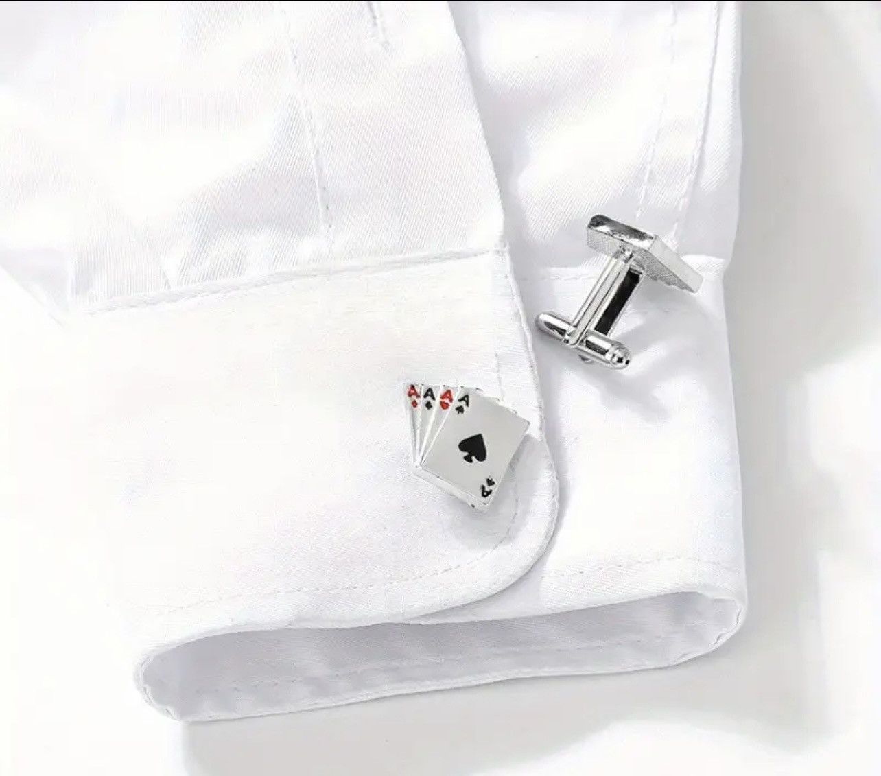 Other Men’s four aces silver enamel cuff links Size ONE SIZE - 2 Thumbnail
