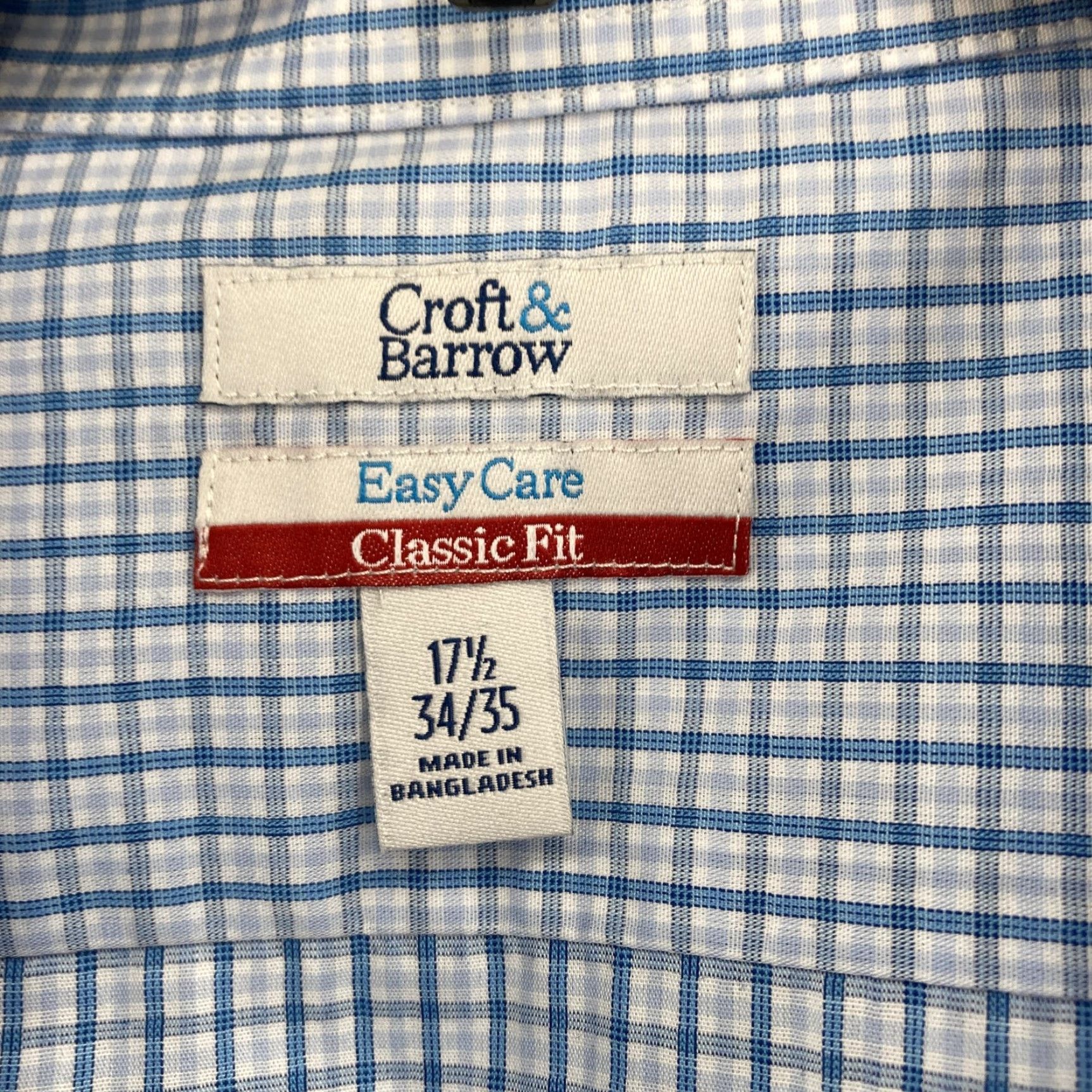 Croft & Barrow Croft & Barrow Shirt Mens 17.5 34/35 Classic Fit Easy Care Dress Blue Plaid NWOT blue plaid shirt Mens 17.5 34/35 Long Sleeve Dress Shirt Mens Lights Size 48R - 4 Thumbnail