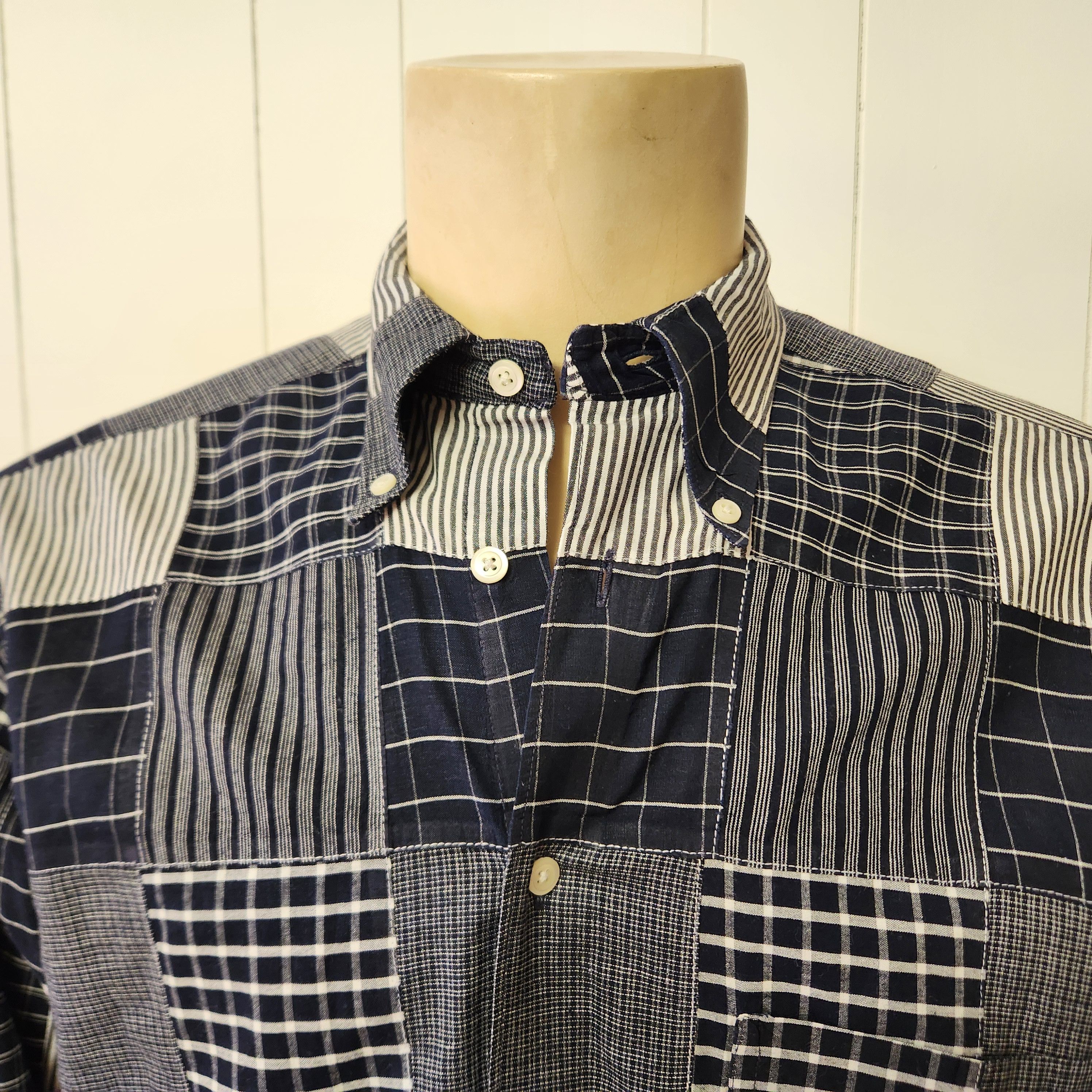 Nautica men's patchwork shirt L navy white Nautica button down Size US L / EU 52-54 / 3 - 4 Thumbnail