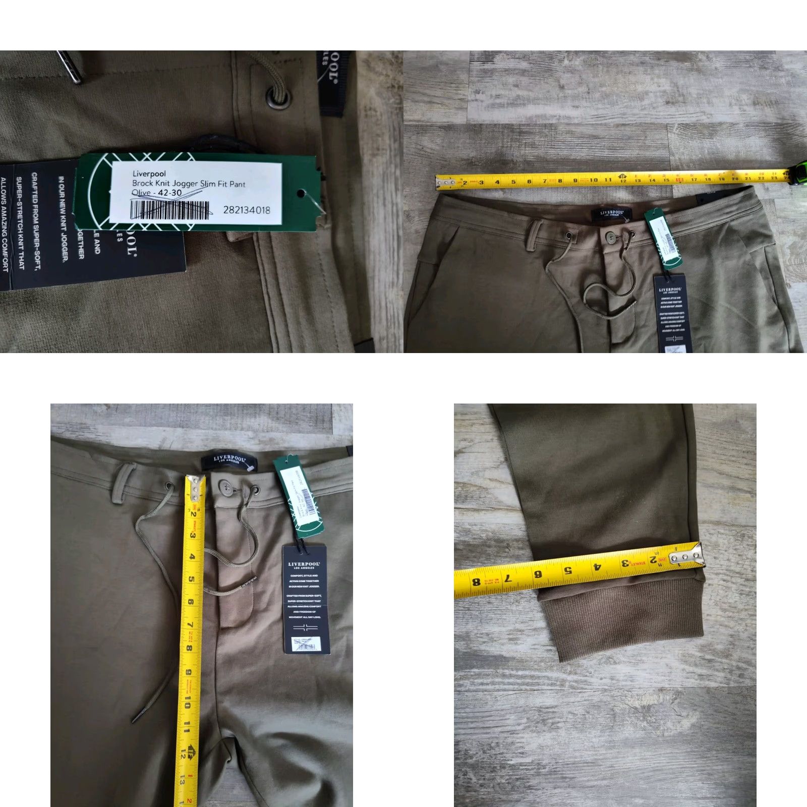 Vintage Liverpool Los Angeles Men's Slim Fit Knit Joggers Sage Green Size 42X30 NWT Size US 42 / EU 58 - 8 Thumbnail