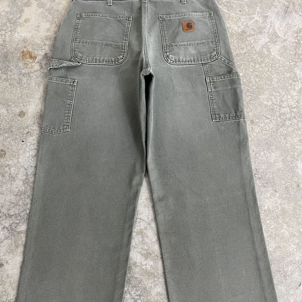 Carhartt Vintage Carhartt Faded Moss Green Carpenter Work Pants Size US 33 - 19 Thumbnail
