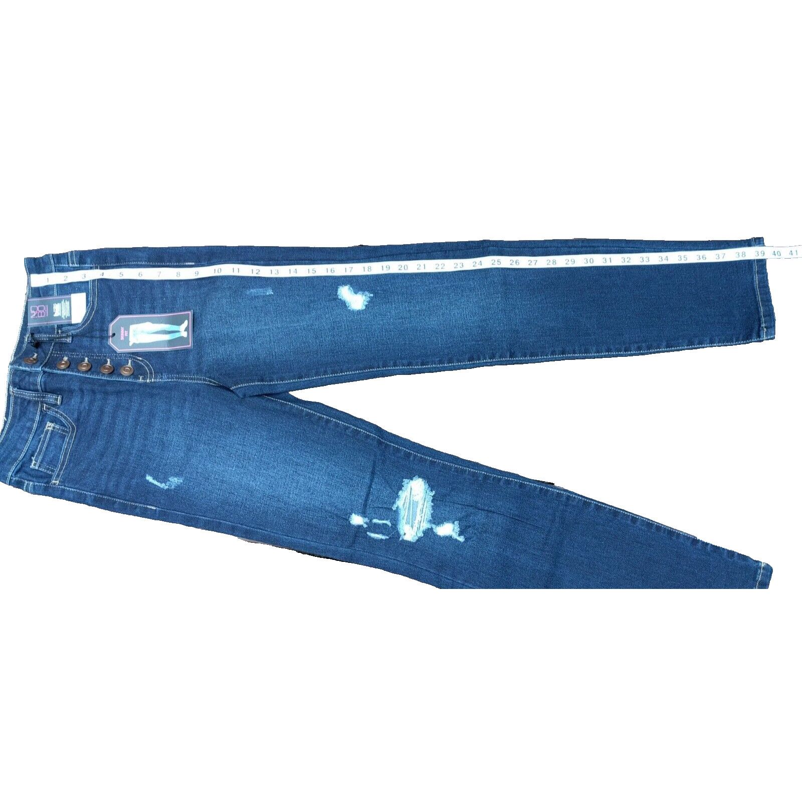 The Unbranded Brand No Boundaries SZ. 3 Skinny Jeans Five Button Fly Distressed Size 27" / US 4 / IT 40 - 6 Thumbnail