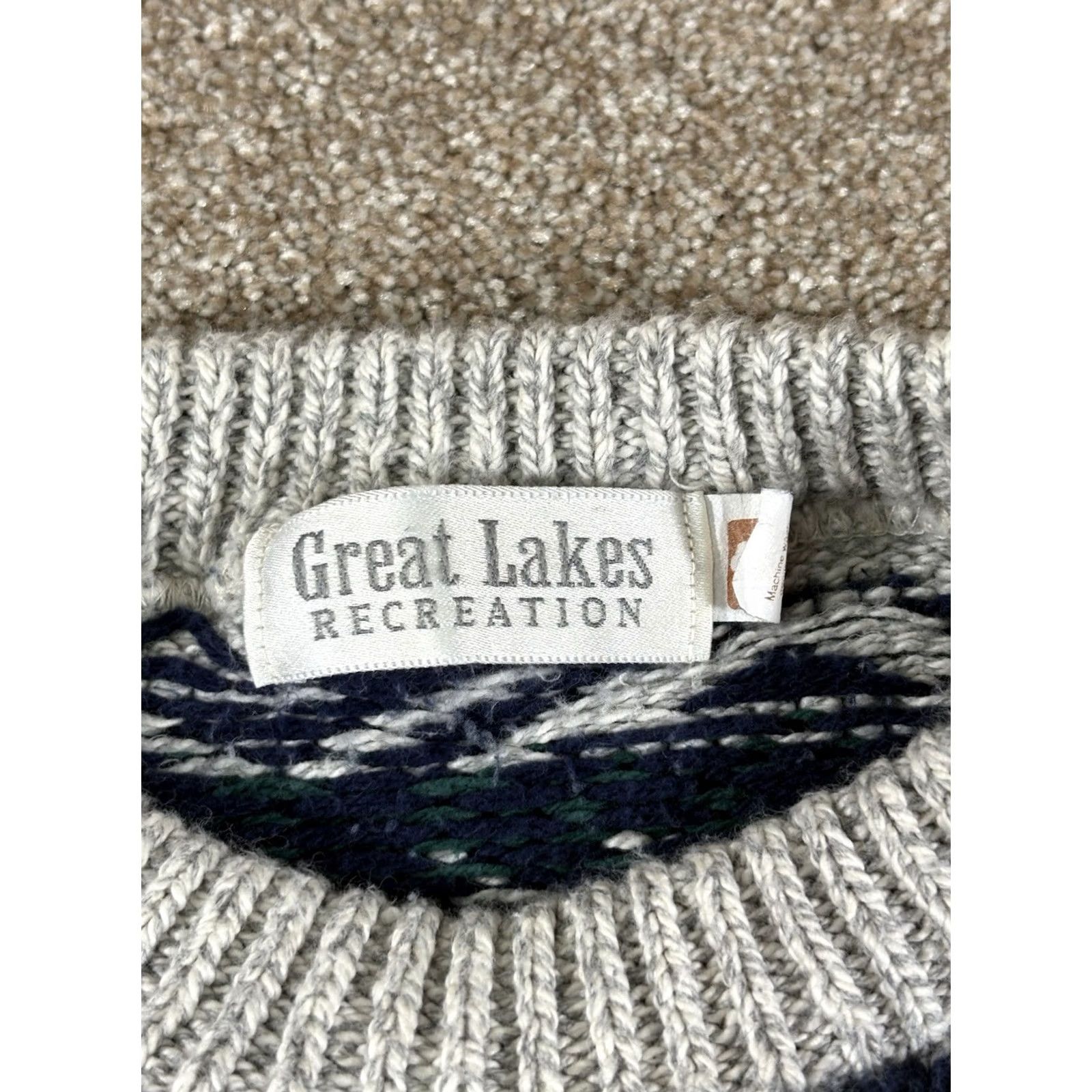 Greats VINTAGE Great Lakes Recreation Sweater Men L Fair Isle Striped USA Made Size US L / EU 52-54 / 3 - 4 Thumbnail