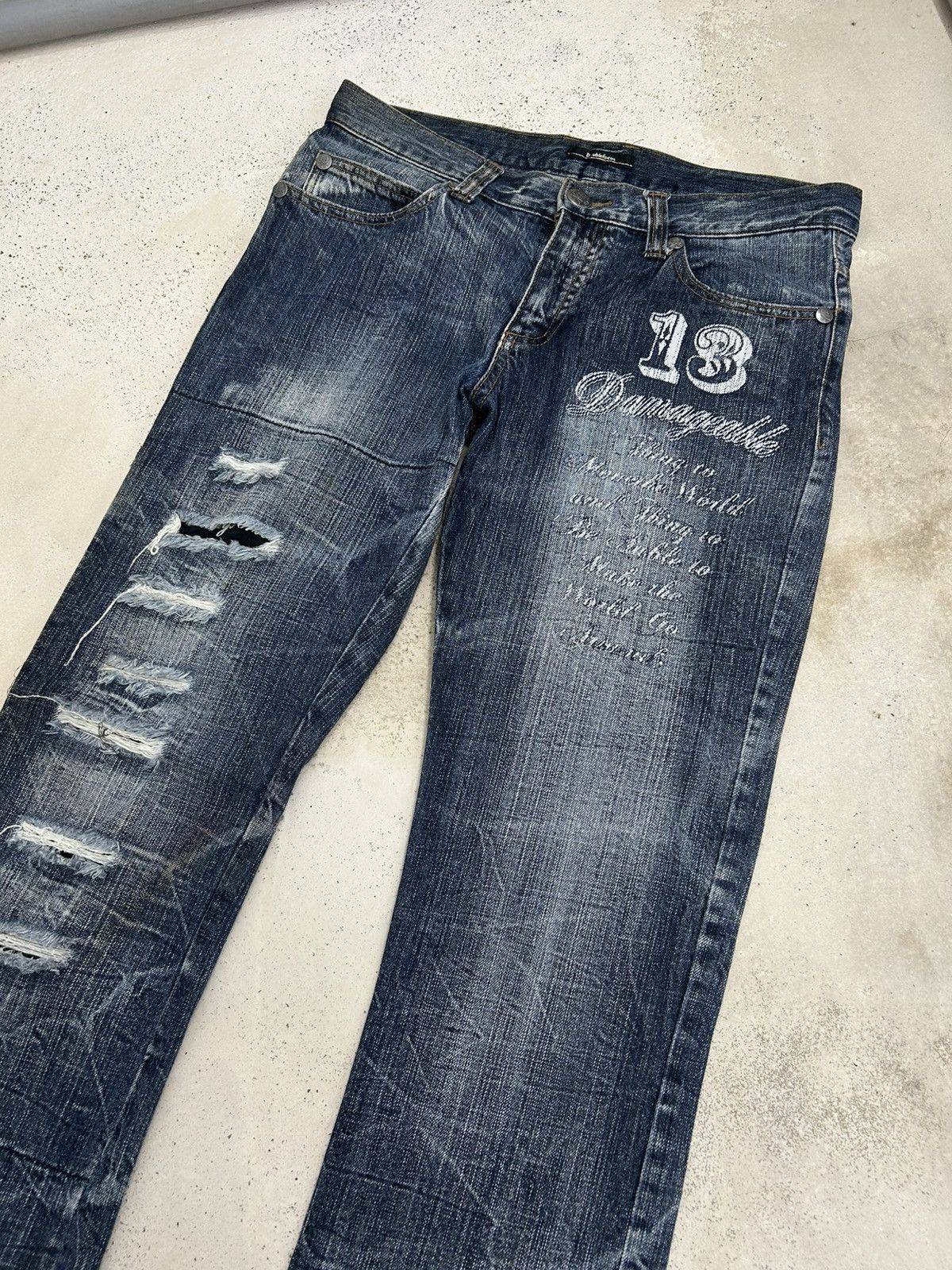 Japanese Brand Doublefocus Japan Jeans Distressed Washed Clawn Mark Quotes Size US 32 / EU 48 - 7 Thumbnail