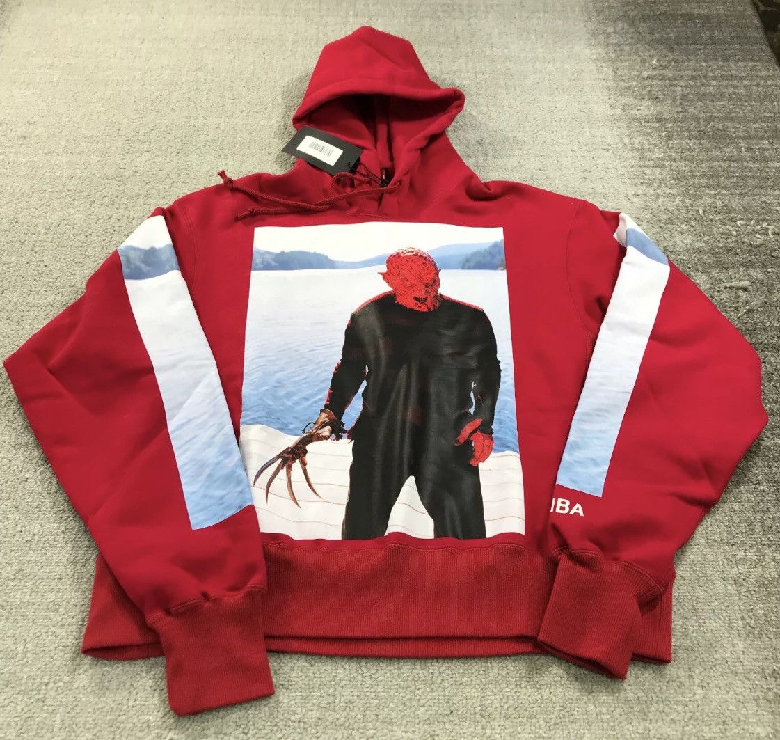 Pre-owned Anonymous Club X Hood By Air Hba Freddy Vs Jason Red Scary Hoodie