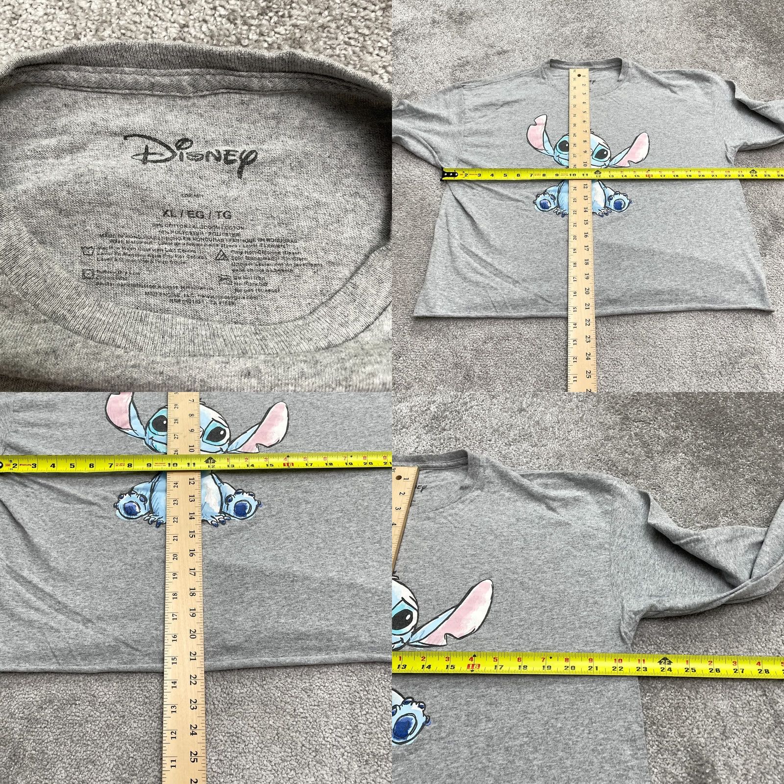 Disney Disney Stitch Cropped Top Womens XL Gray Long Sleeve Crew Neck Cotton Tee Size XL / US 12-14 / IT 48-50 - 8 Thumbnail