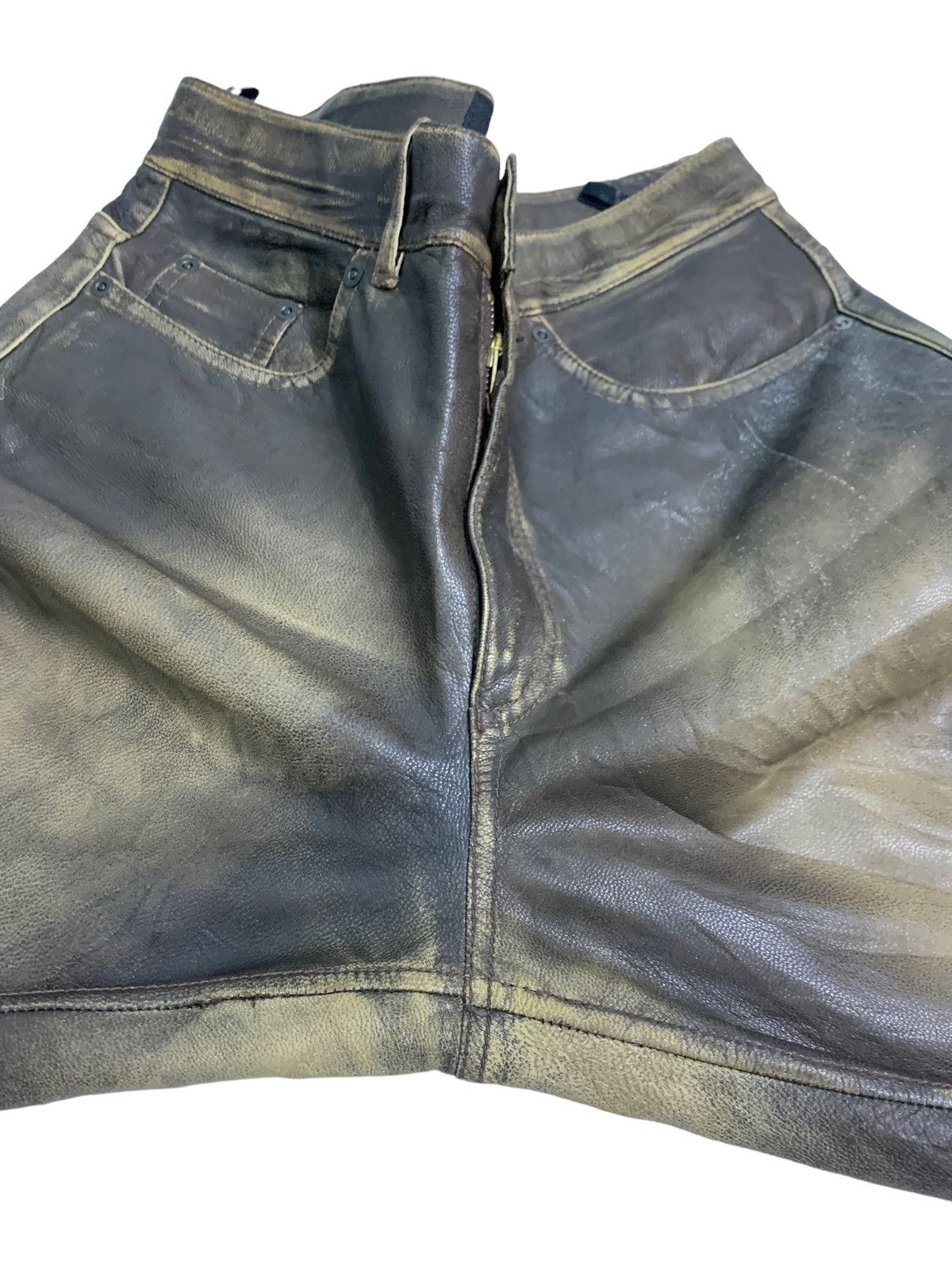 Japanese Brand 🔥Distressed Leather Cumtom Culture Biker Pants Size US 32 / EU 48 - 11 Thumbnail
