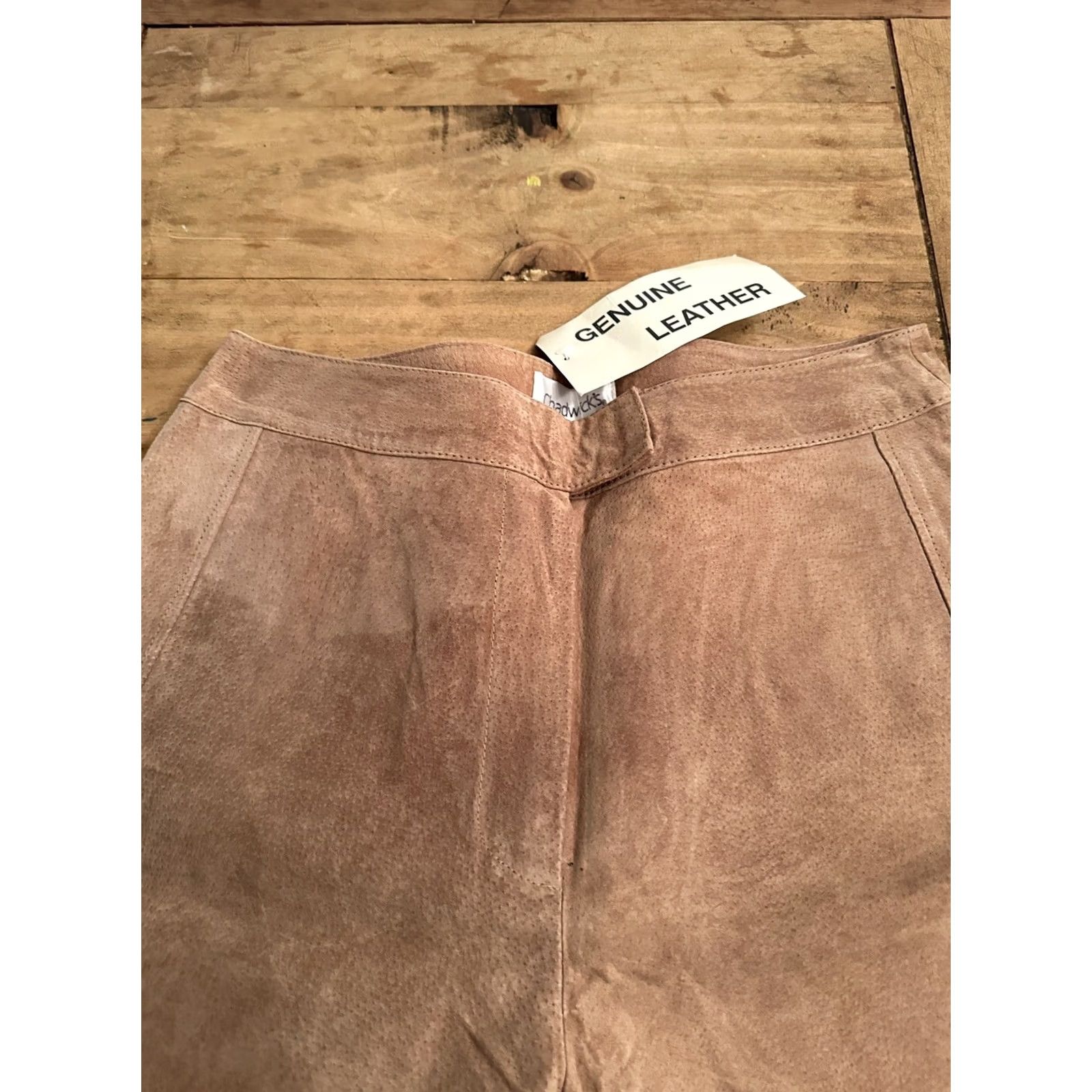 Vintage Chadwicks Brown Leather Pants Size 12 Tall High Rise Straight Leg Classic NWT Size 34" / US 12 / IT 48 - 4 Thumbnail