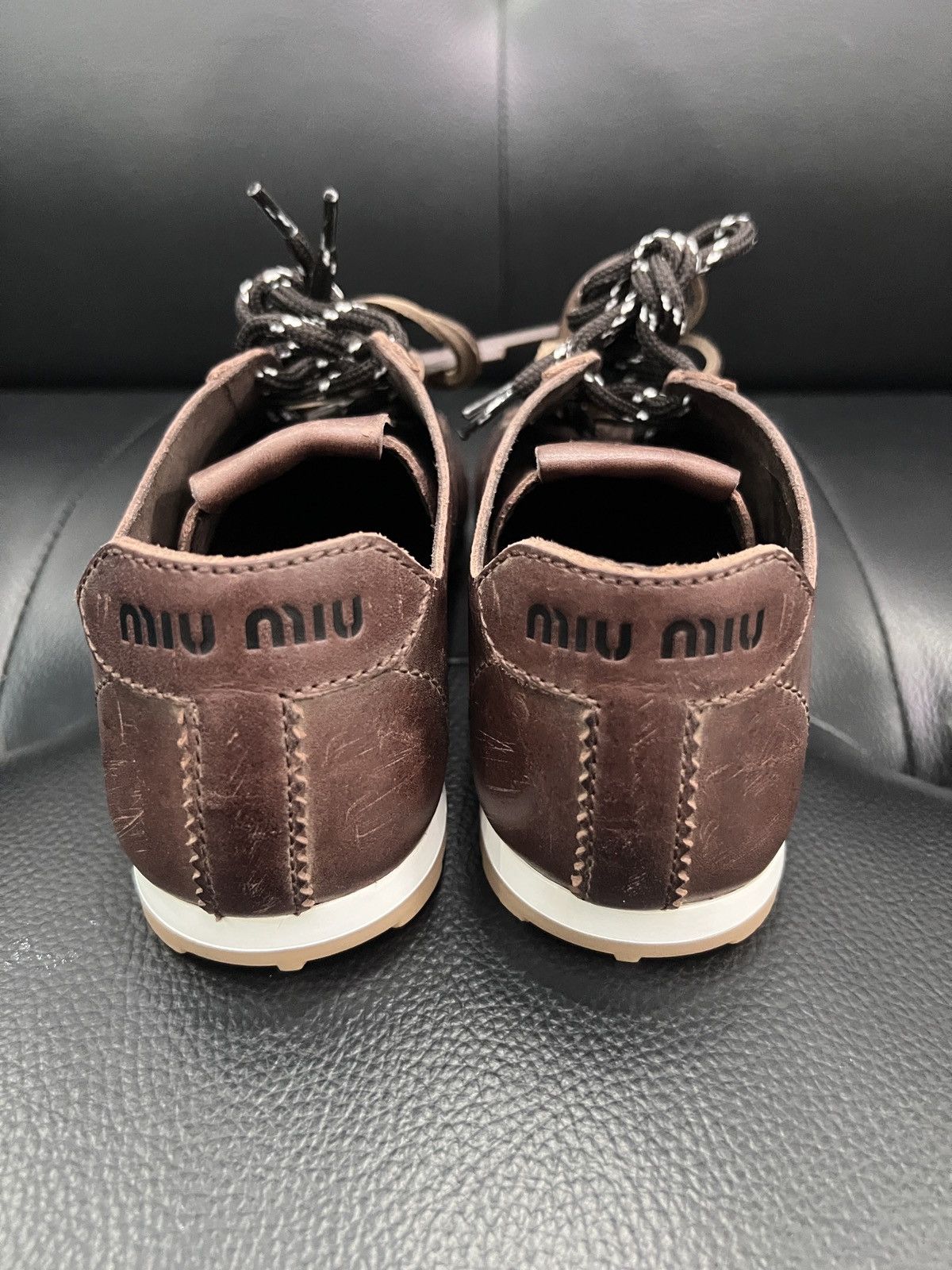 Miu Miu Miu Miu SS26 Plume Distressed Leather Sneakers Size US 6.5 / IT 36.5 - 5 Thumbnail
