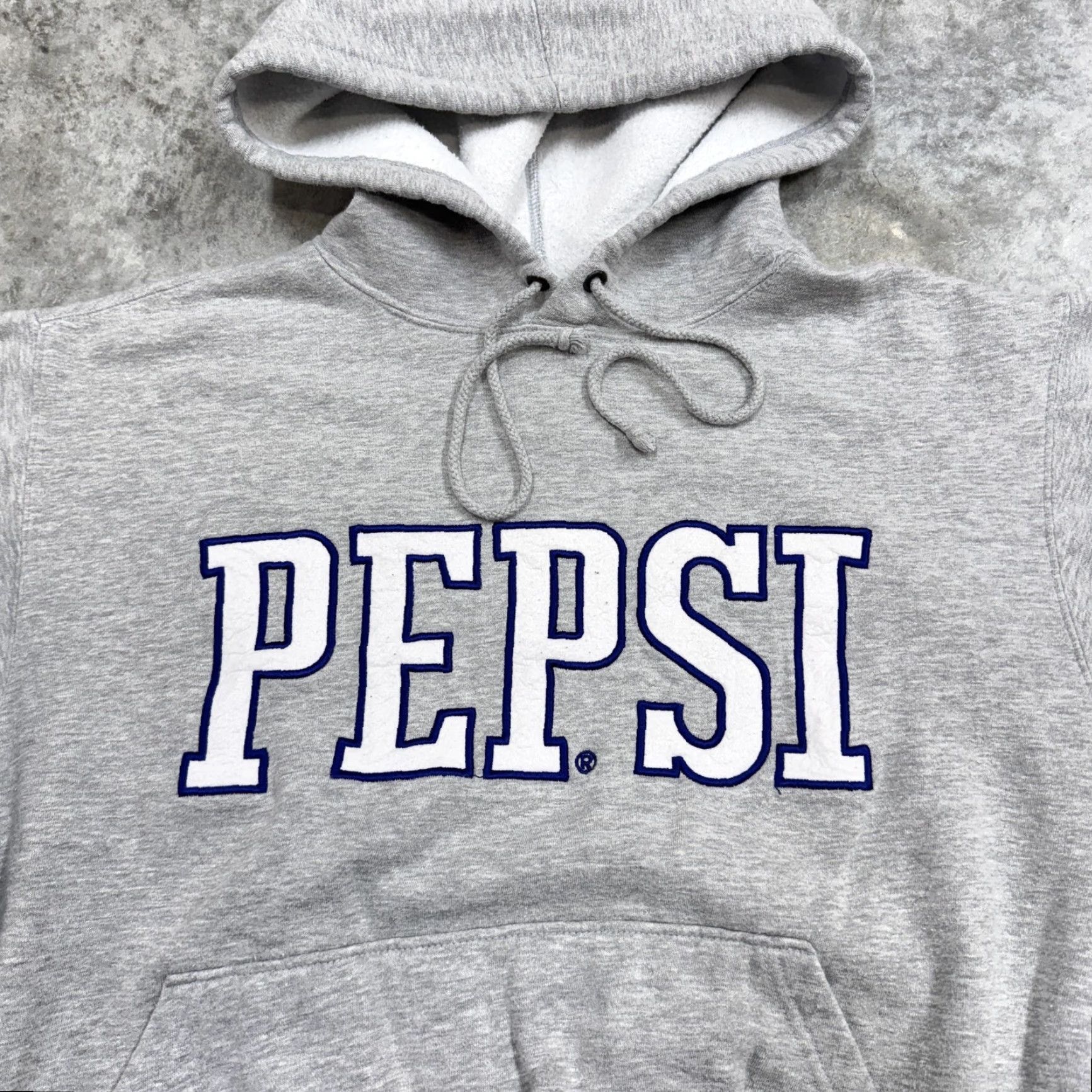 Champion VINTAGE Pepsi Hoodie Mens Small Gray Pullover Fleece Champion Spell Out 90s Size US S / EU 44-46 / 1 - 2 Thumbnail