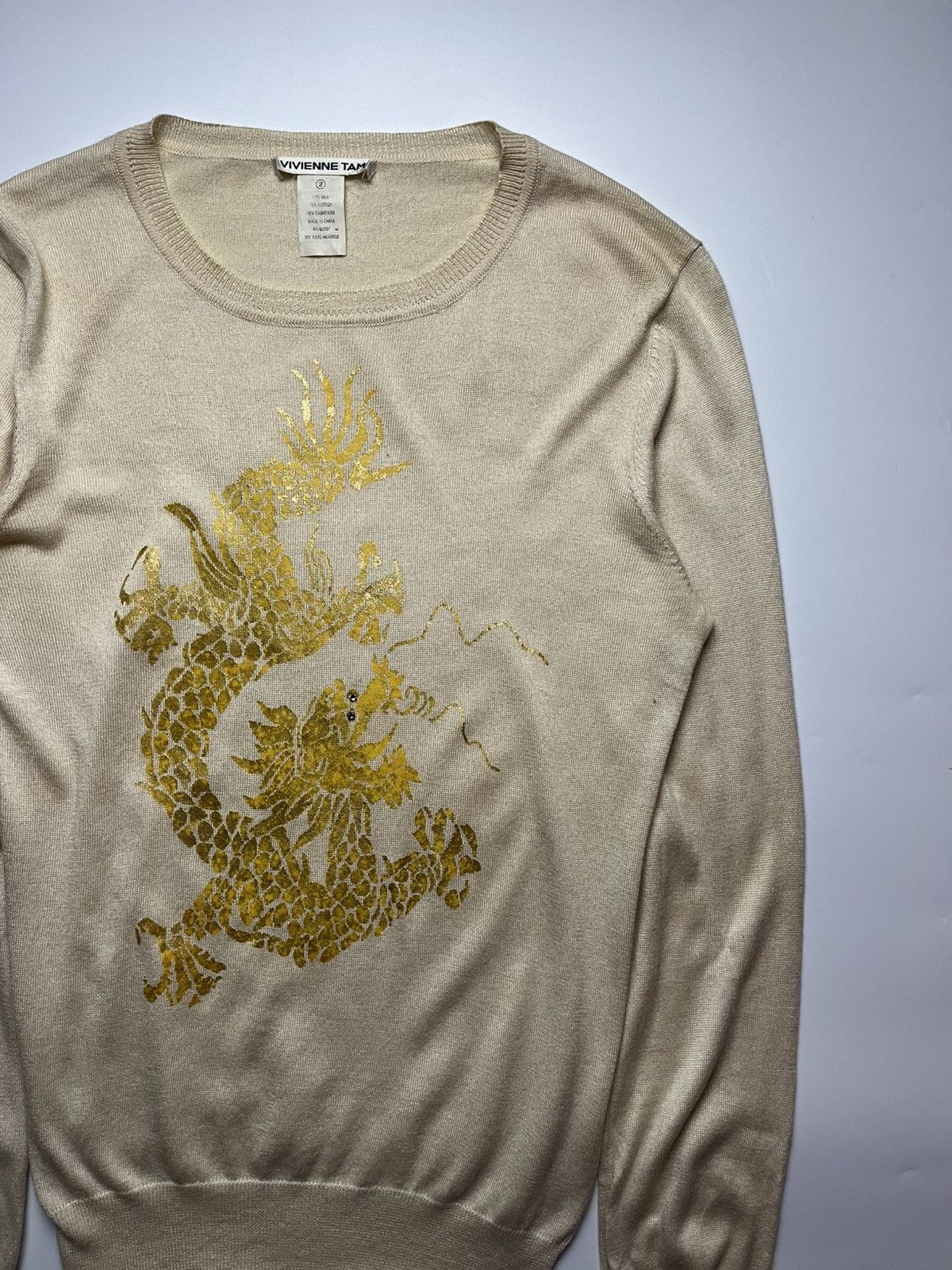Vivienne Tam Vivienne Tam Gold Dragon Mesh Sweater Size XS / US 0-2 / IT 36-38 - 2 Thumbnail