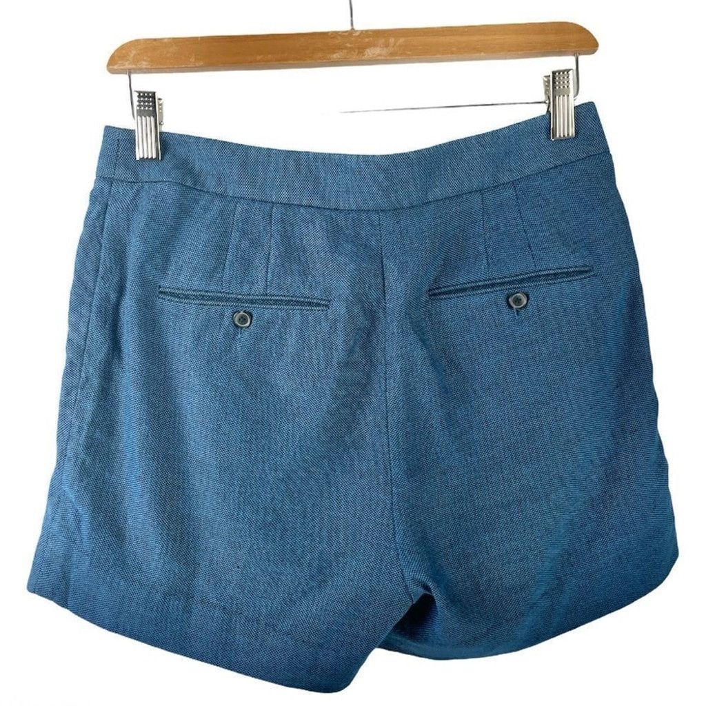 T by Alexander Wang Alexander Wang Blue Mid-Rise Pleated Linen Blend Shorts S Size 30" / US 8 / IT 44 - 5 Thumbnail