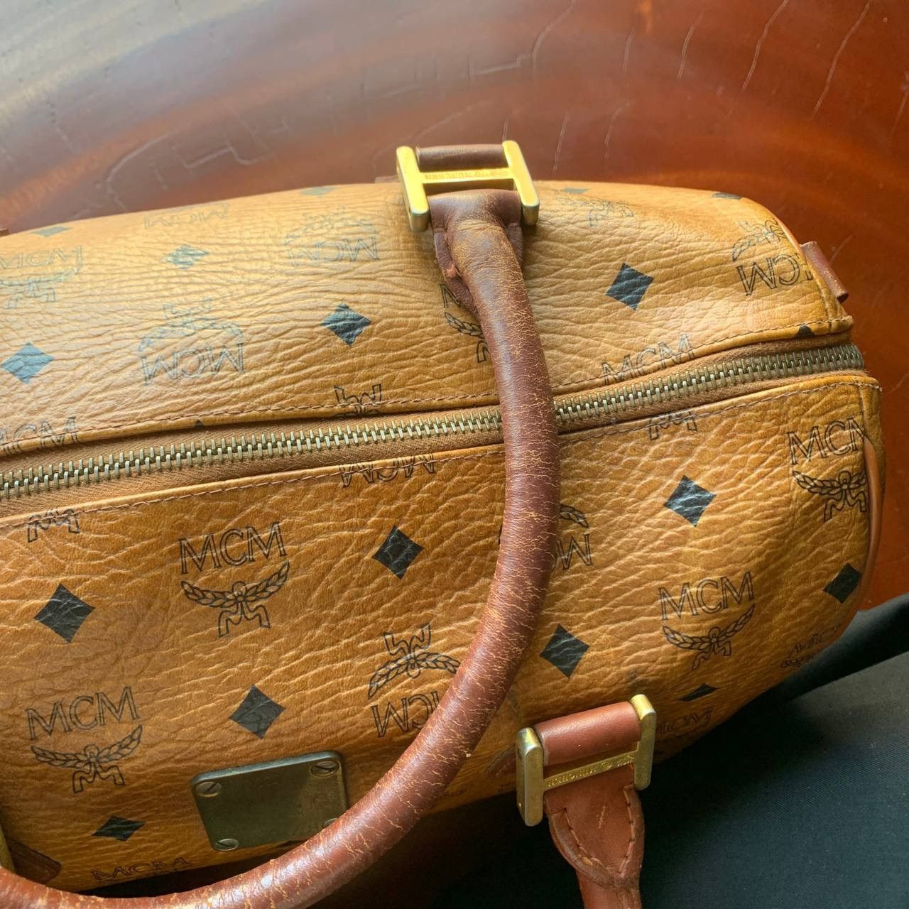 MCM Vintage MCM Boston Brown Visetos Leather Hand Bag Size ONE SIZE - 17 Thumbnail