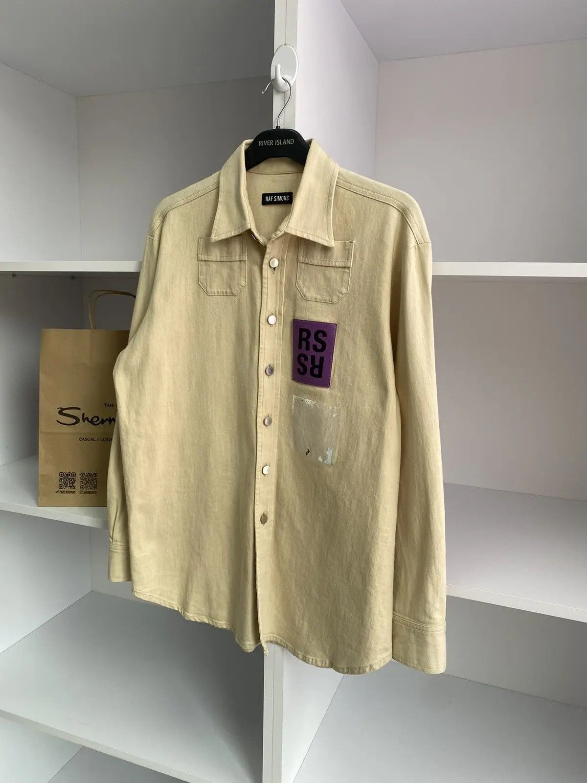 Raf Simons × Vintage Vintage Raf Simons 15SS Two Pocket RS Walker Patch Shirt Size US L / EU 52-54 / 3 - 6 Thumbnail