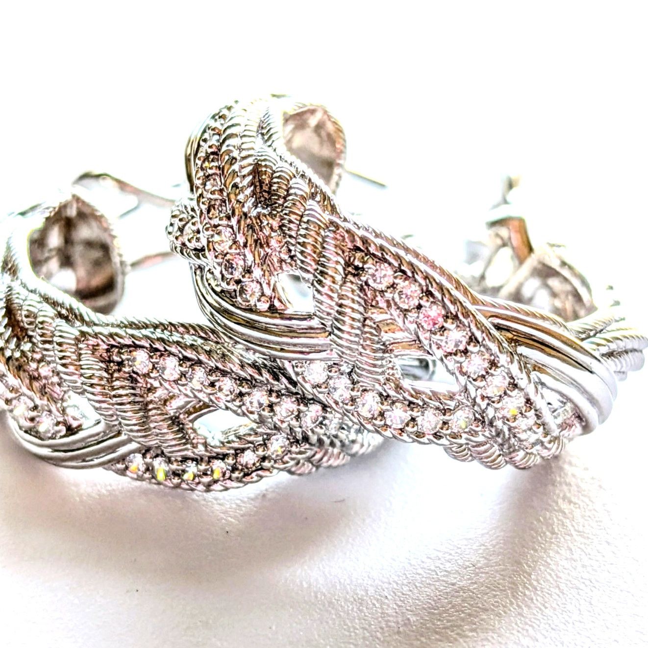 Judith Ripka Judith Ripka 925 Sterling Silver CZ Hoop Earrings 1in Size ONE SIZE - 1 Thumbnail