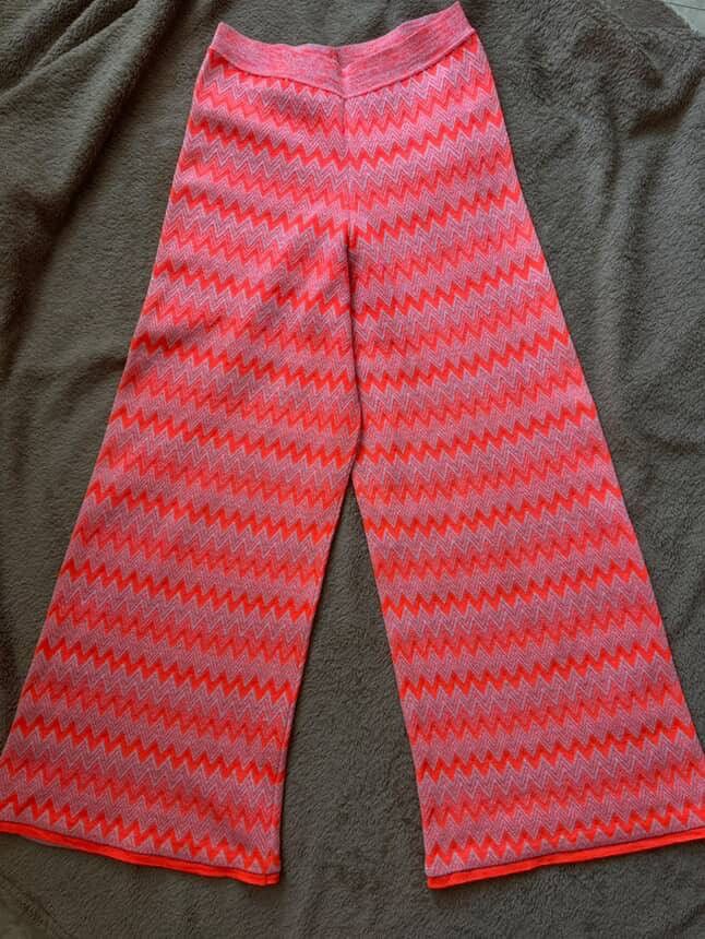 Other Due Amanti Zigzag Knit Wide-Leg Pants Size 28" / US 6 / IT 42 - 8 Thumbnail