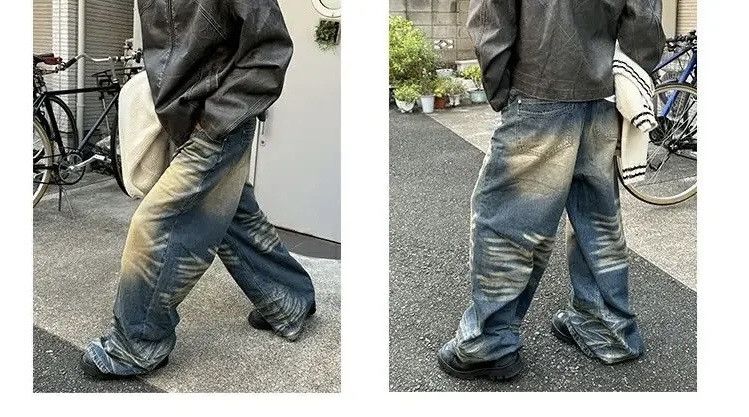 Japanese Brand Retro washed distressed whiskering baggy jeans Size US 32 / EU 48 - 5 Thumbnail