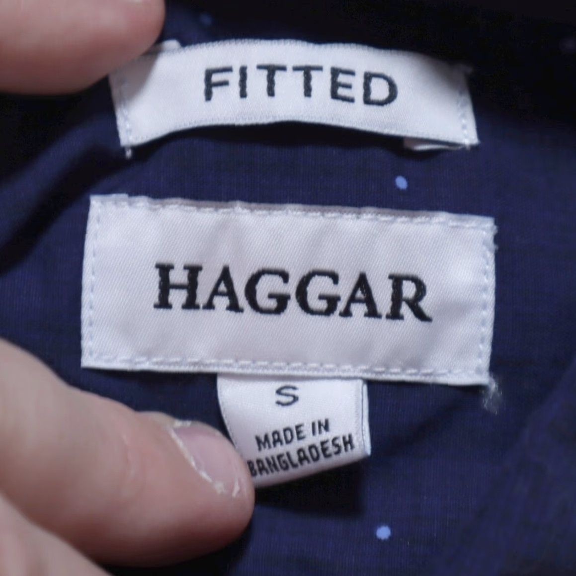 Haggar Haggar Shirt Navy Blue Men's S Long Sleeve Button Up Dotted Tuckless Cotton Blend Regular Fit Shirt Size US S / EU 44-46 / 1 - 5 Thumbnail