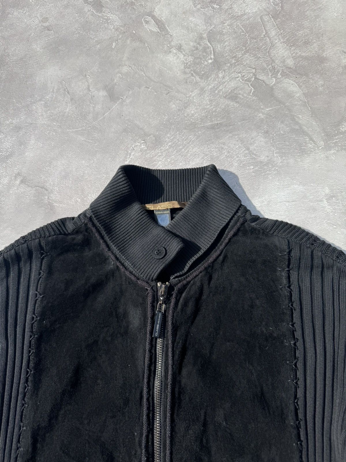 Roberto Cavalli Roberto Cavalli Class Knit&Leather Zip Sweater Jacket Size US L / EU 52-54 / 3 - 11 Thumbnail