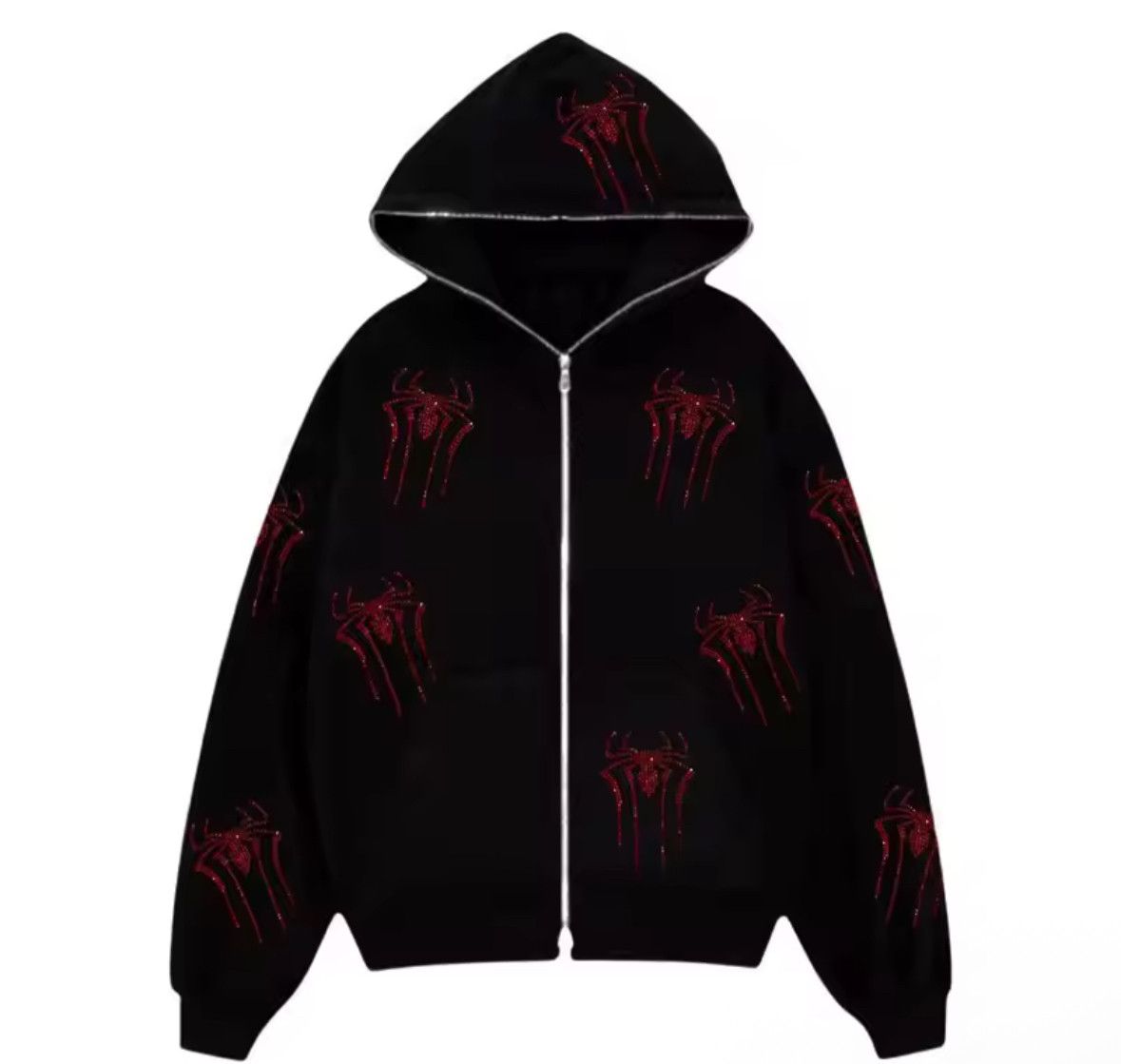 Other Retro Dark Style Red Spider Rhinestone Zipper Hoodies Size US S / EU 44-46 / 1 - 1 Thumbnail