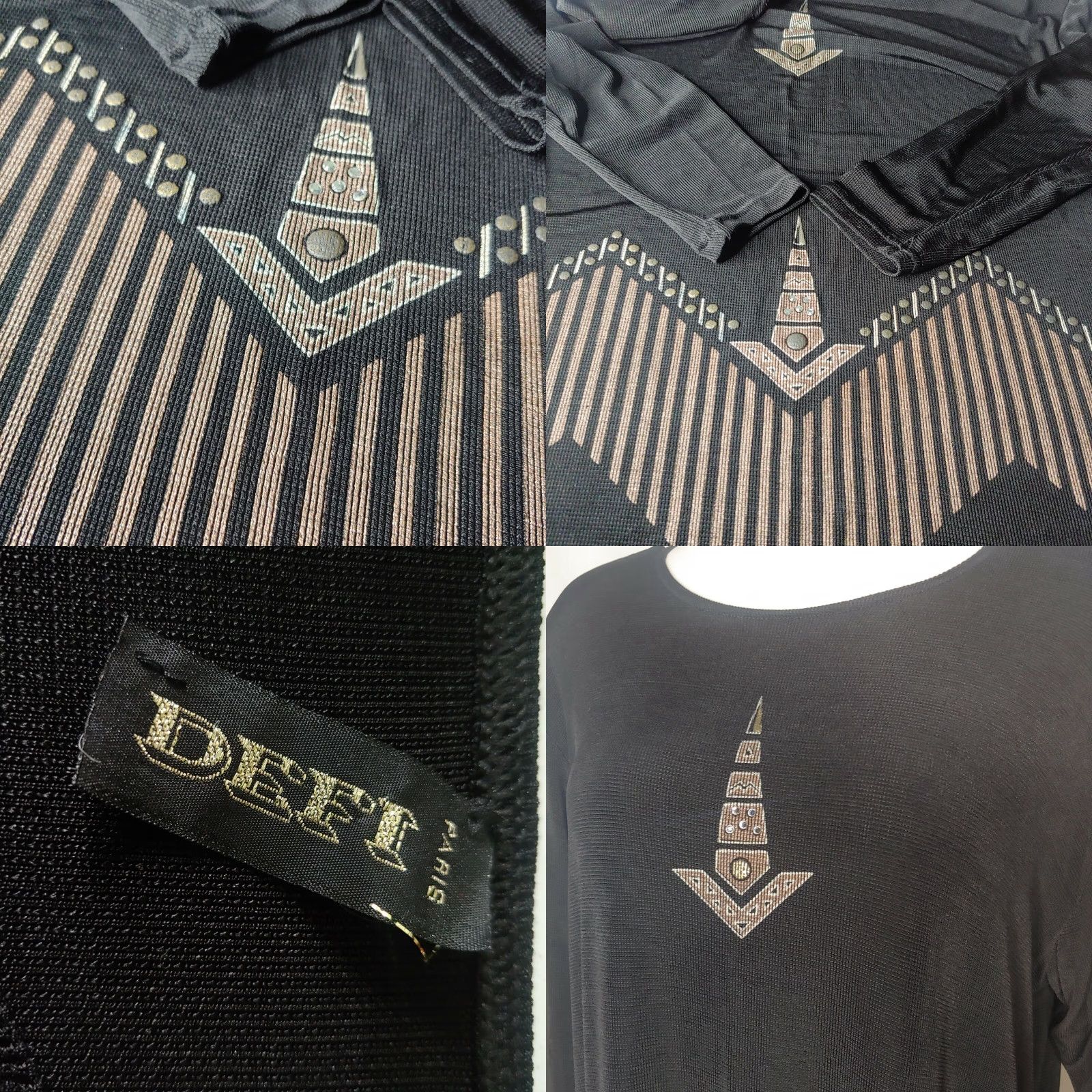 Vintage Defi Paris Shirt Large Long Sleeve Geometric Regency France Rhinestones Dakota Size L / US 10 / IT 46 - 8 Thumbnail