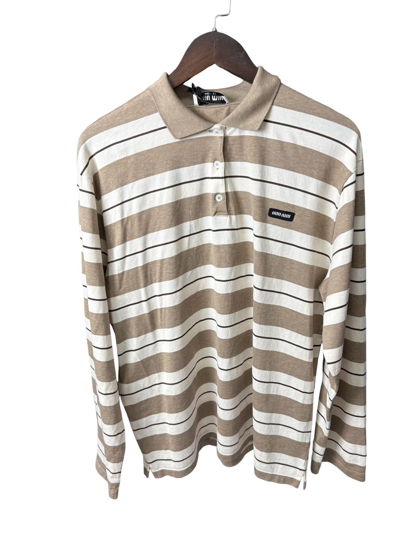 Miu Miu Miu Miu Striped Long Sleeve Polo Shirt S Size S / US 4 / IT 40 - 1 Thumbnail