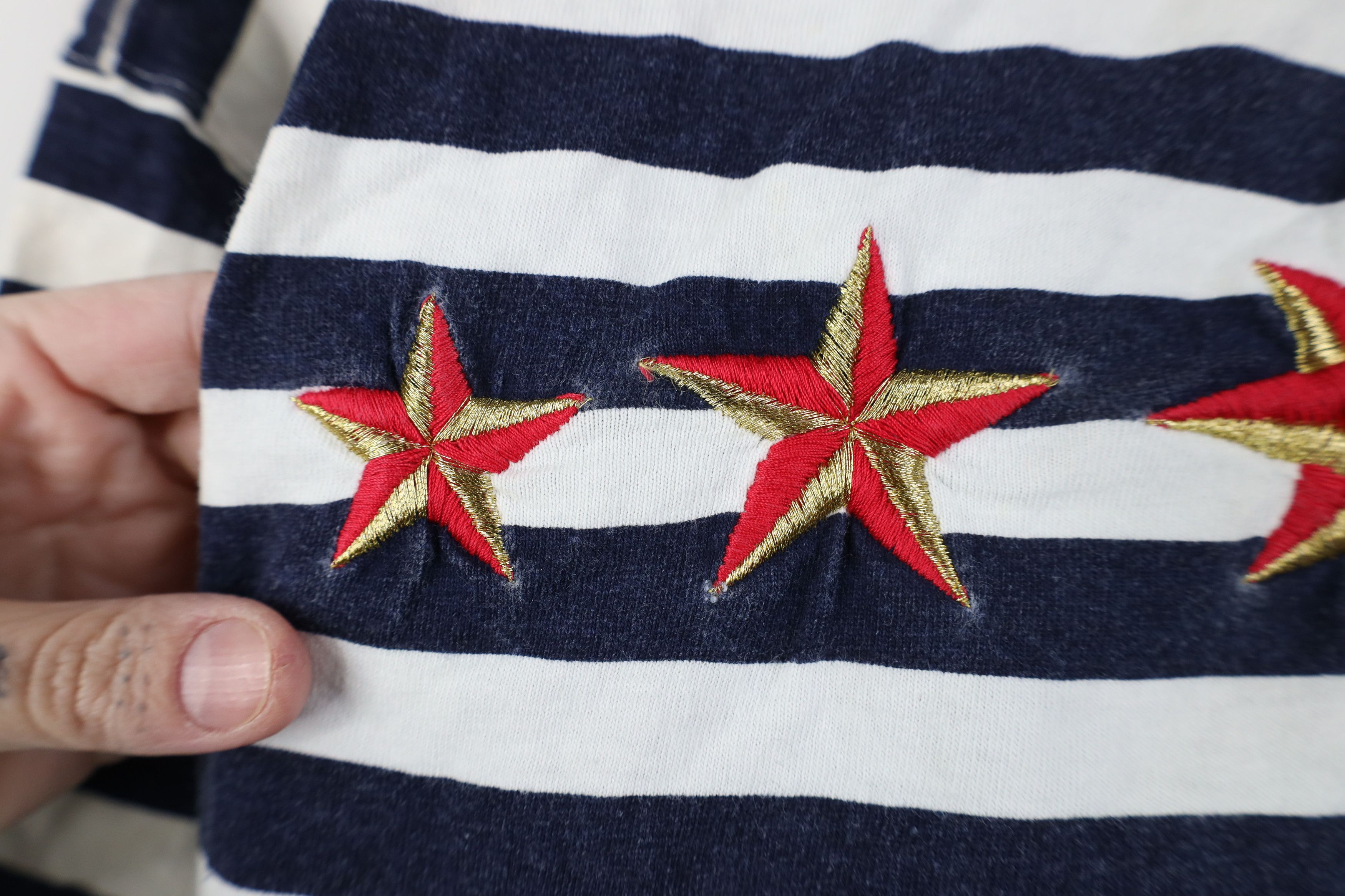 Vintage Vintage 90s Streetwear Striped Star Short Sleeve T-Shirt Size L / US 10 / IT 46 - 9 Thumbnail