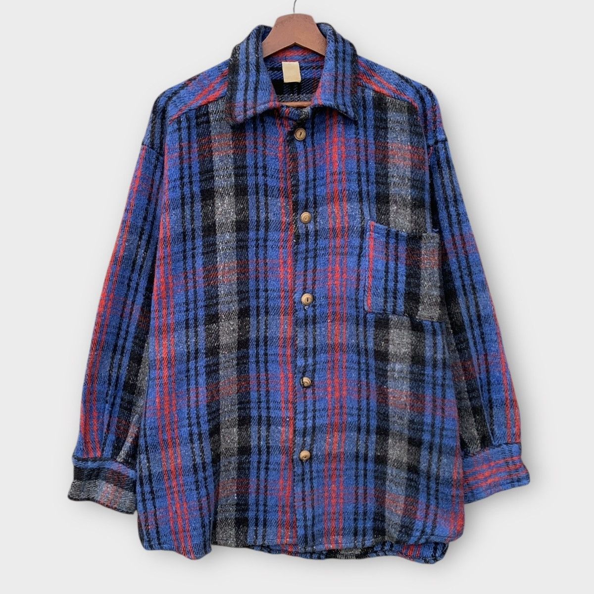 Vintage VINTAGE 90s PLAID BLANKET WOOL FLANNEL BUTTON UP Size US L / EU 52-54 / 3 - 1 Thumbnail