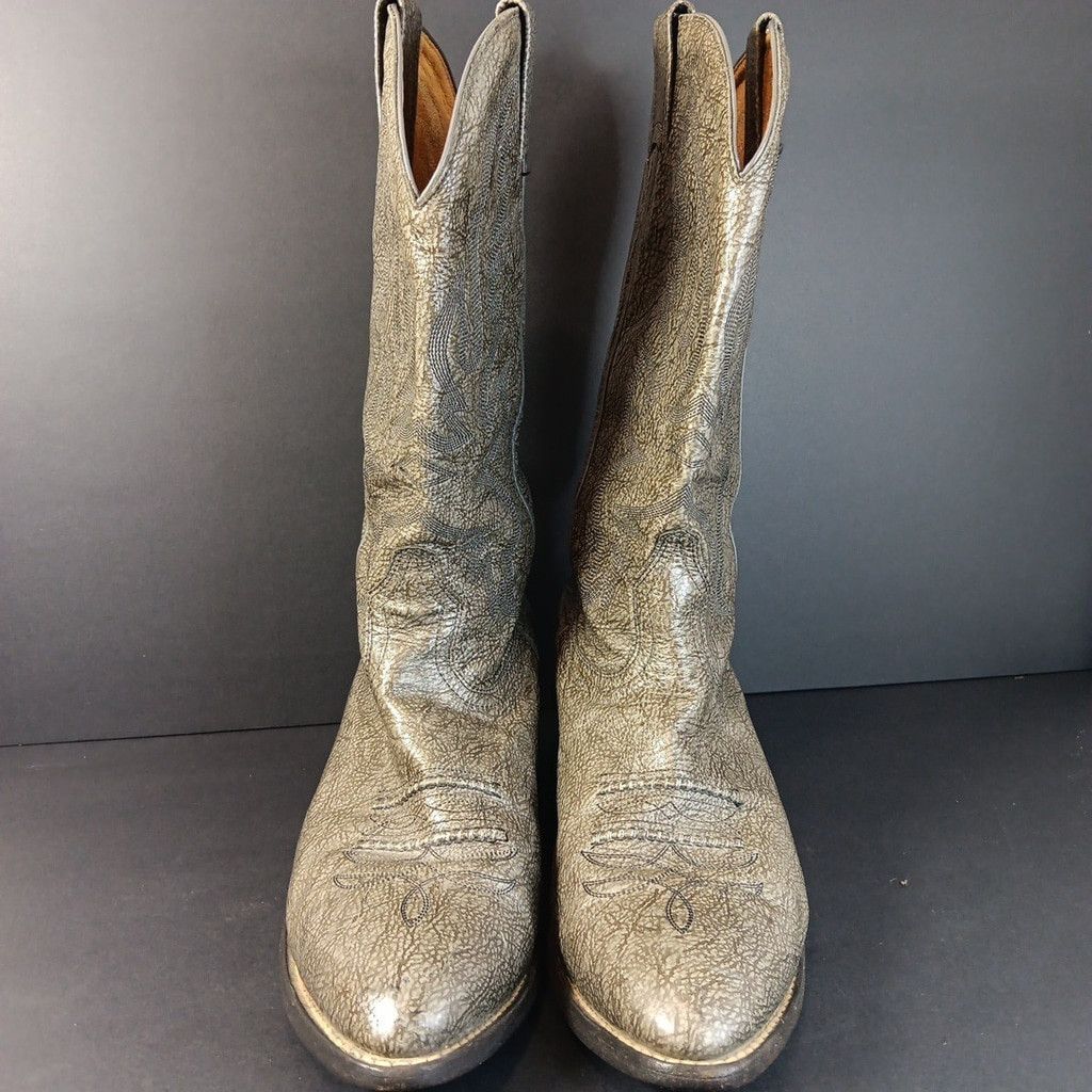 Boulet Boulet Mens Cowboy Boots Boots Rare Dark Green Gray Canada Size US 9.5 / EU 42-43 - 7 Thumbnail