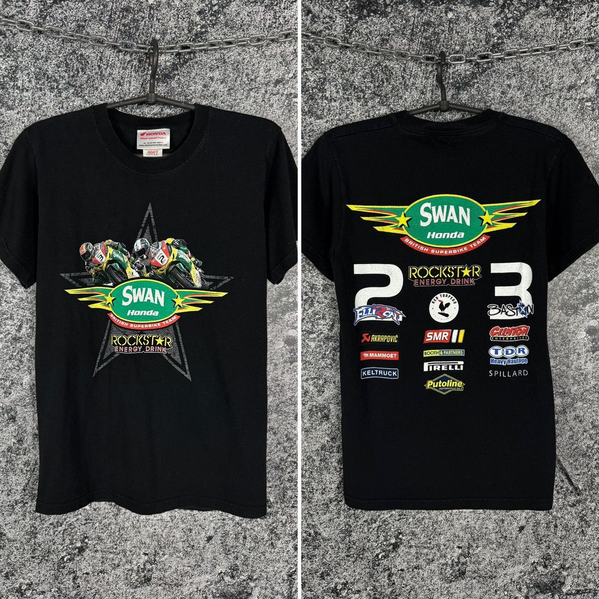 Honda Swan Honda British Superbike Team Racing Moto Tee Rockstar Size US S / EU 44-46 / 1 - 1 Thumbnail