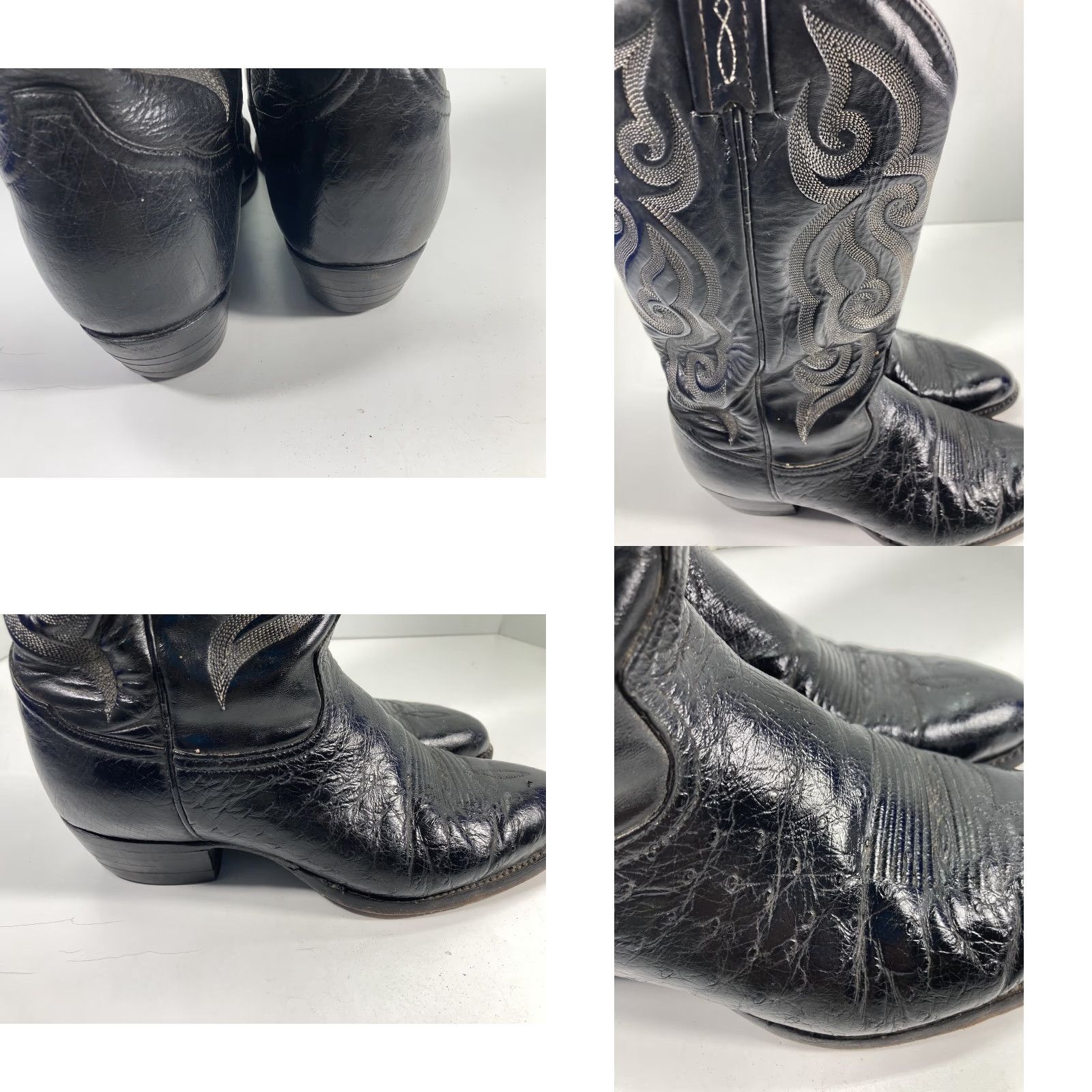 Tony Lama Tony Lama 8410 Boots Western Leather Ostrich Black Men 9 D Cowboy Leather Upper Outsole Pull On Shoes Size US 9 / EU 42 - 8 Thumbnail