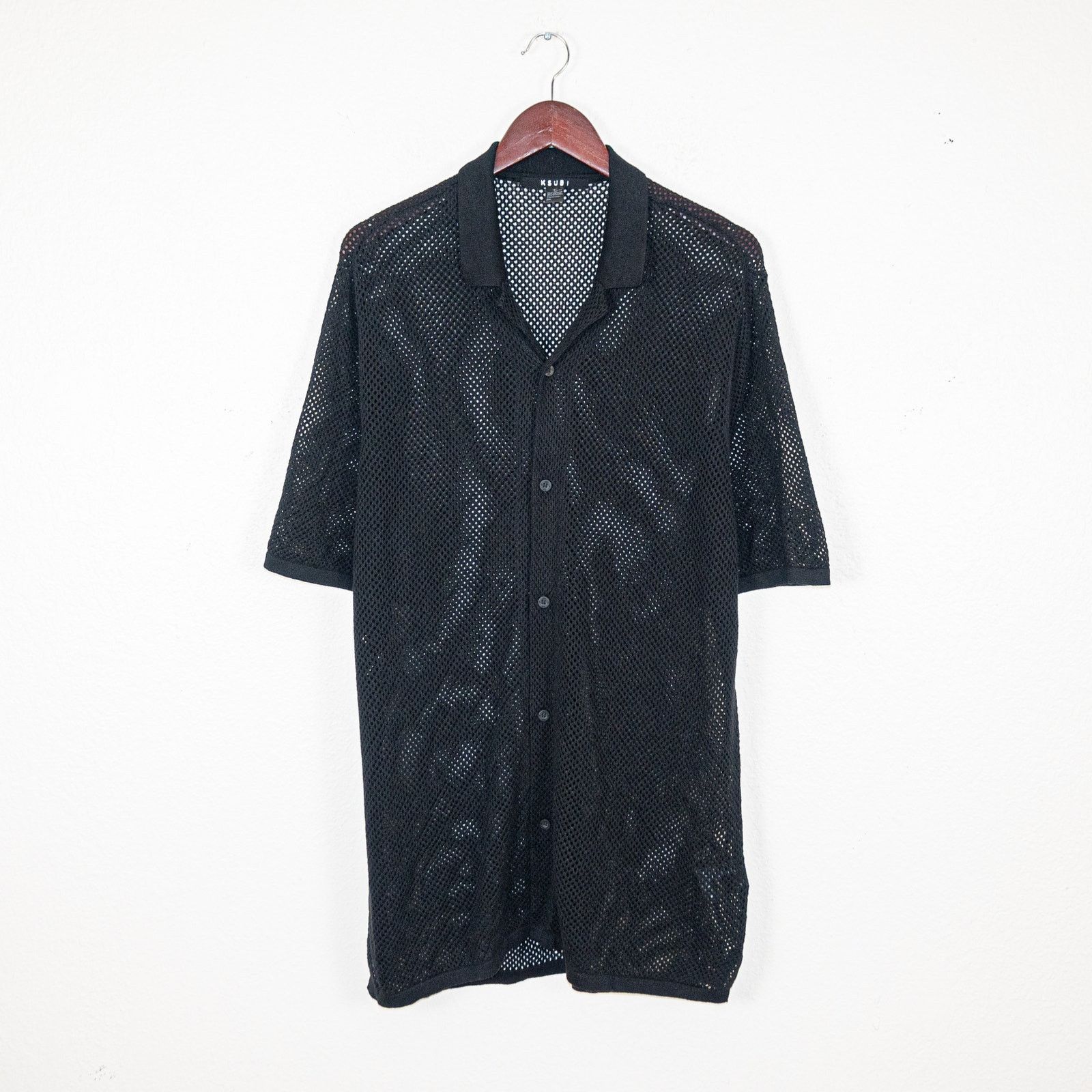 Ksubi Ksubi XL Open Knit Resort Camp Shirt short Sleeve in Black Size US XL / EU 56 / 4 - 2 Thumbnail