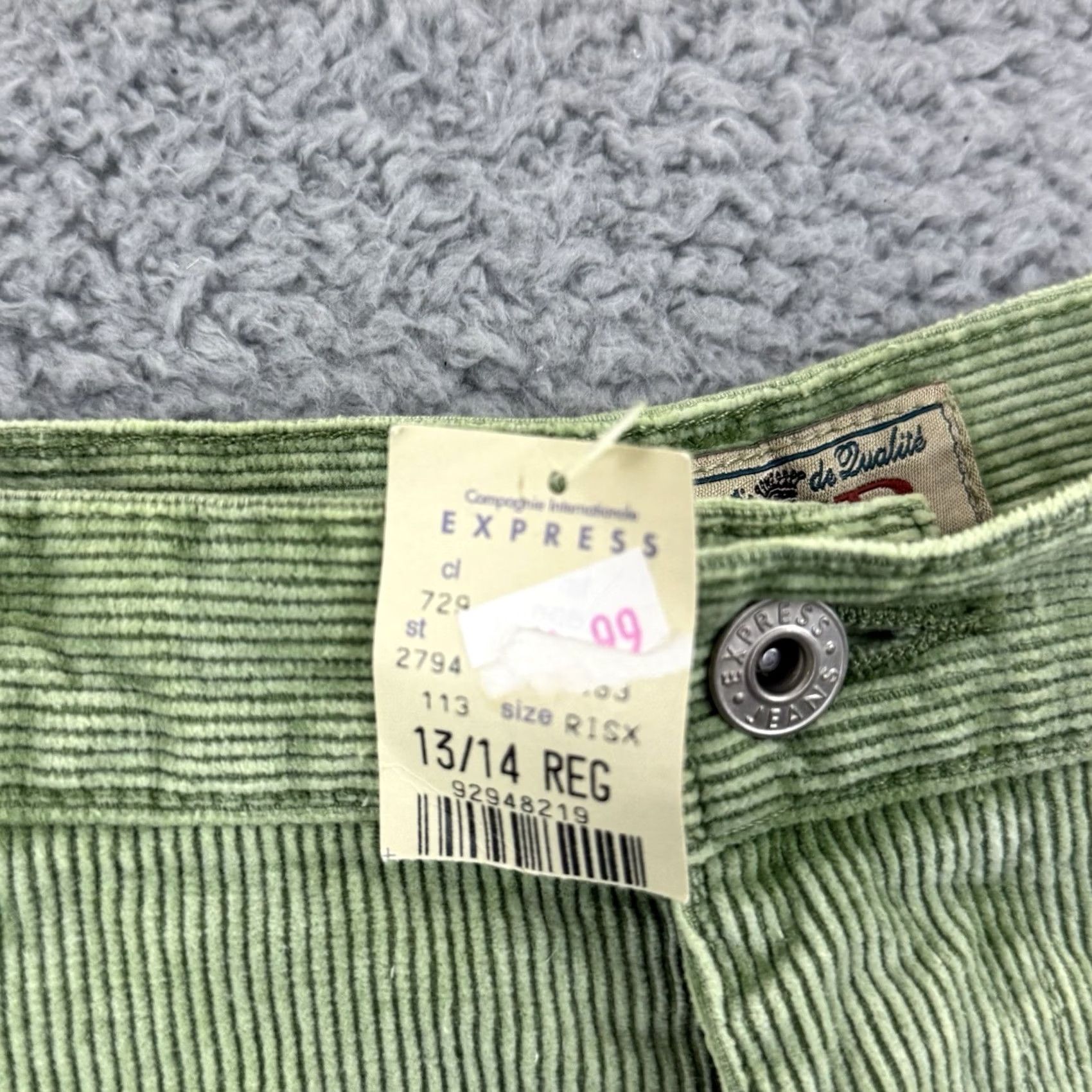 Express NWT Vintage Express Workwear Womens Pants 13/14 Green Corduroy 90s Chino Size 36" / US 14 / IT 50 - 4 Thumbnail