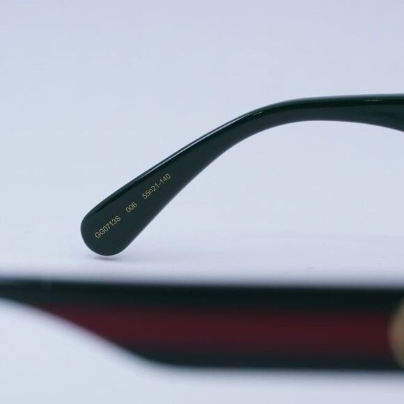 Gucci New Gucci GG0713S 006 Sunglasses - Black/Green Frame, Grey Size ONE SIZE - 6 Thumbnail