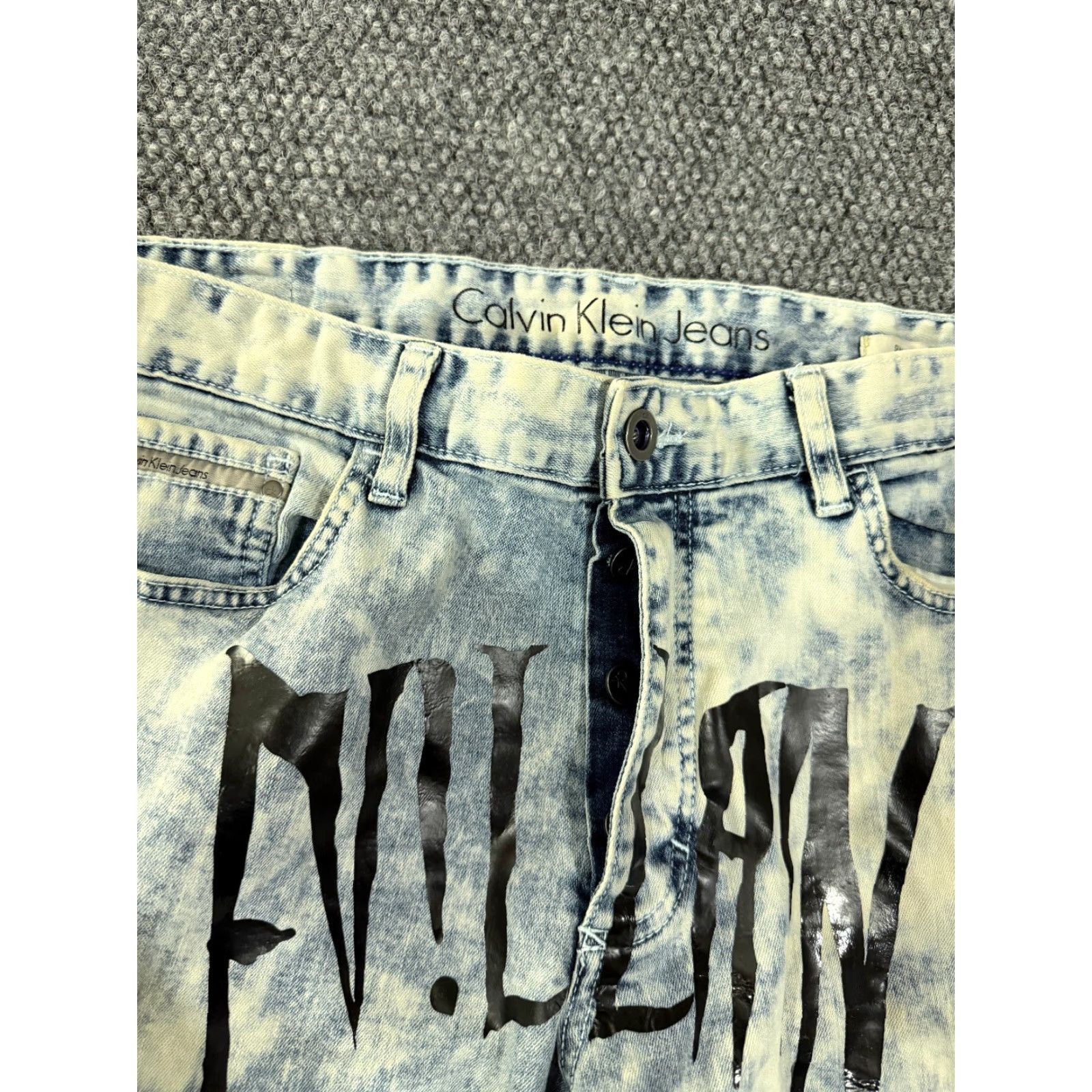 Calvin Klein Calvin Klein Jeans Jeans Mens 36x34 Blue Acid Wash Slim Graphic Denim Streetwear Vintage No Size US 36 / EU 52 - 2 Thumbnail