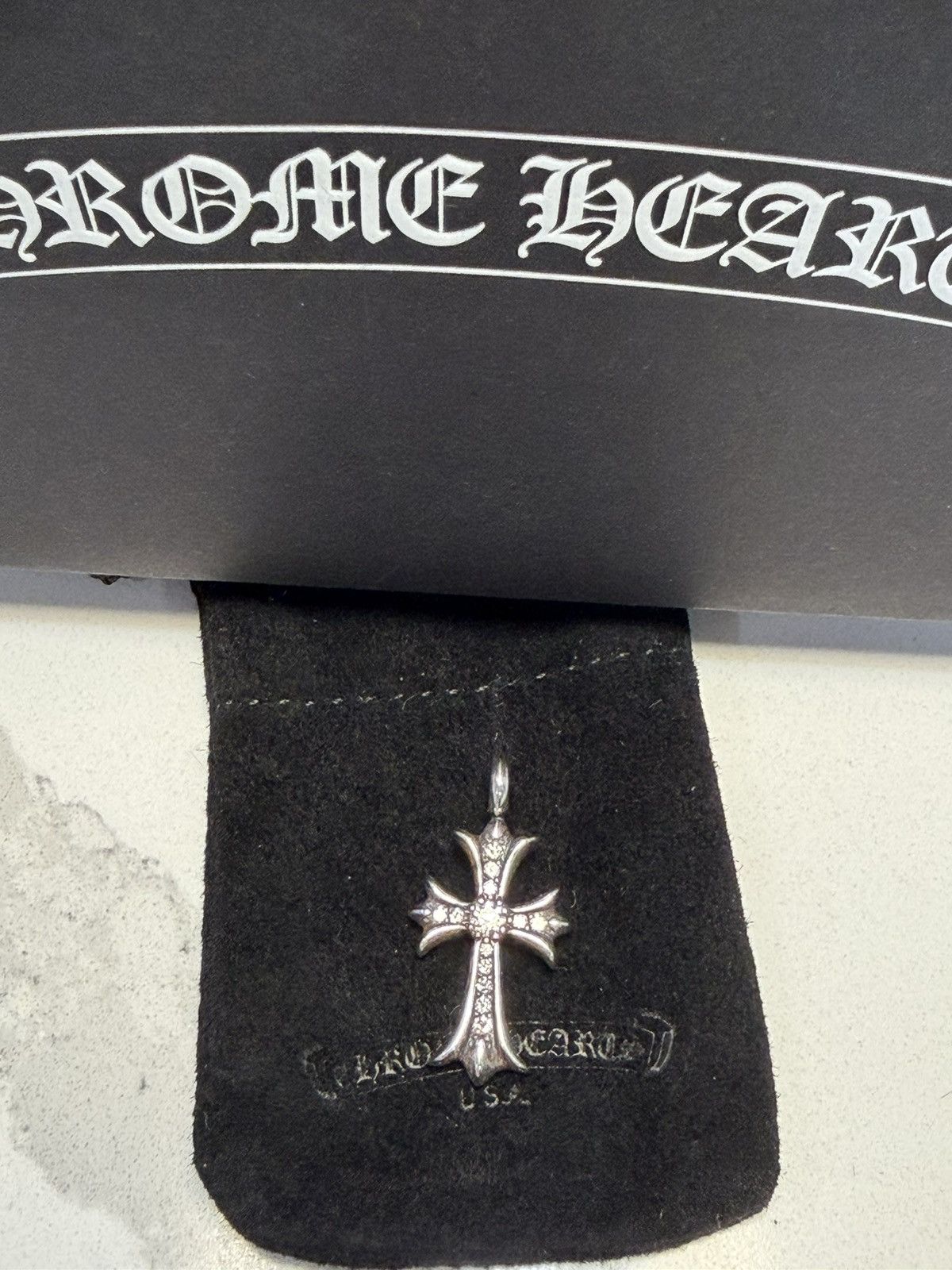 Chrome Hearts Tiny Cross Charm Silver with Pave Diamond Size ONE SIZE - 2 Thumbnail