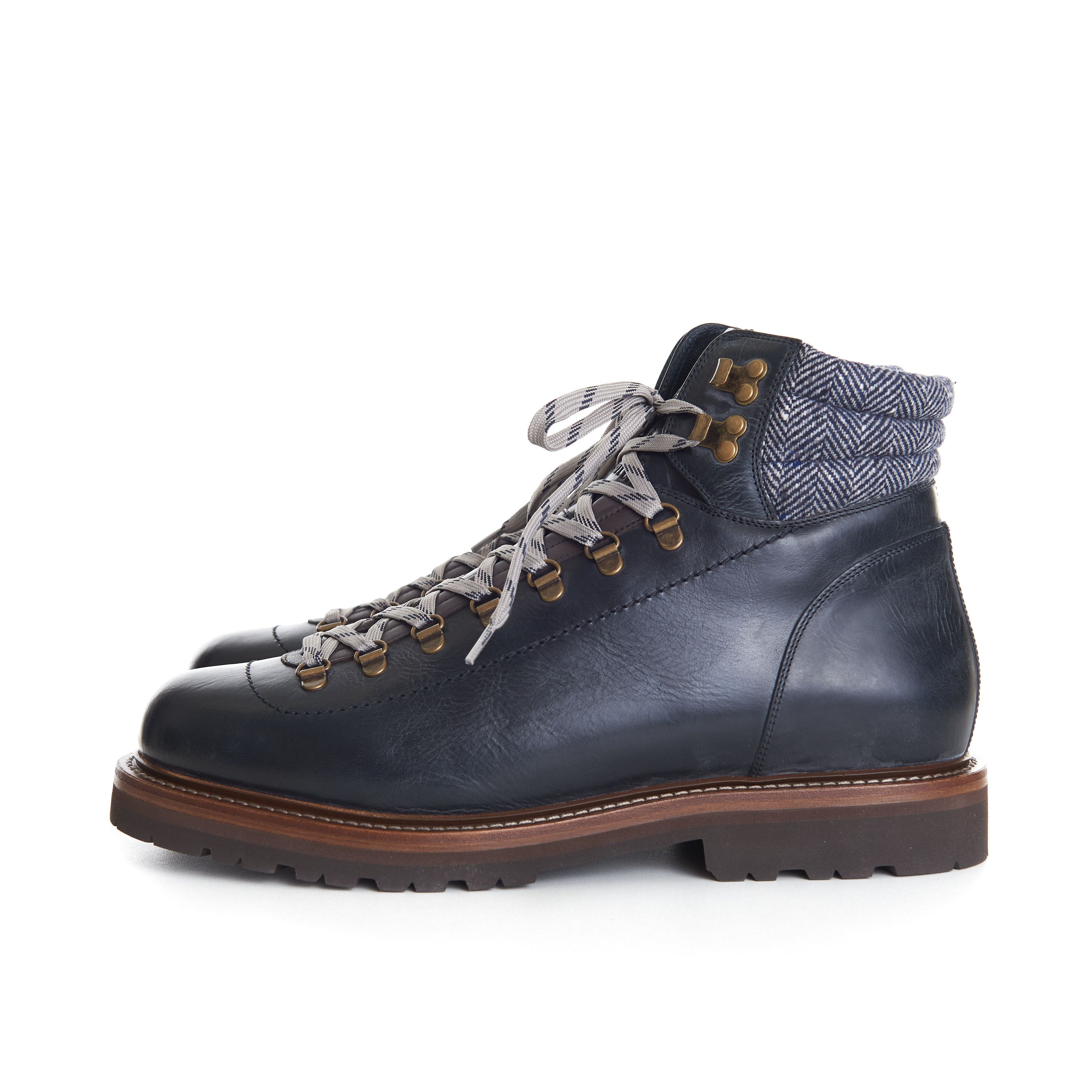 Brunello Cucinelli Mountain Boots In Blue Leather With Shearling Lining Size US 12 / EU 45 - 6 Thumbnail
