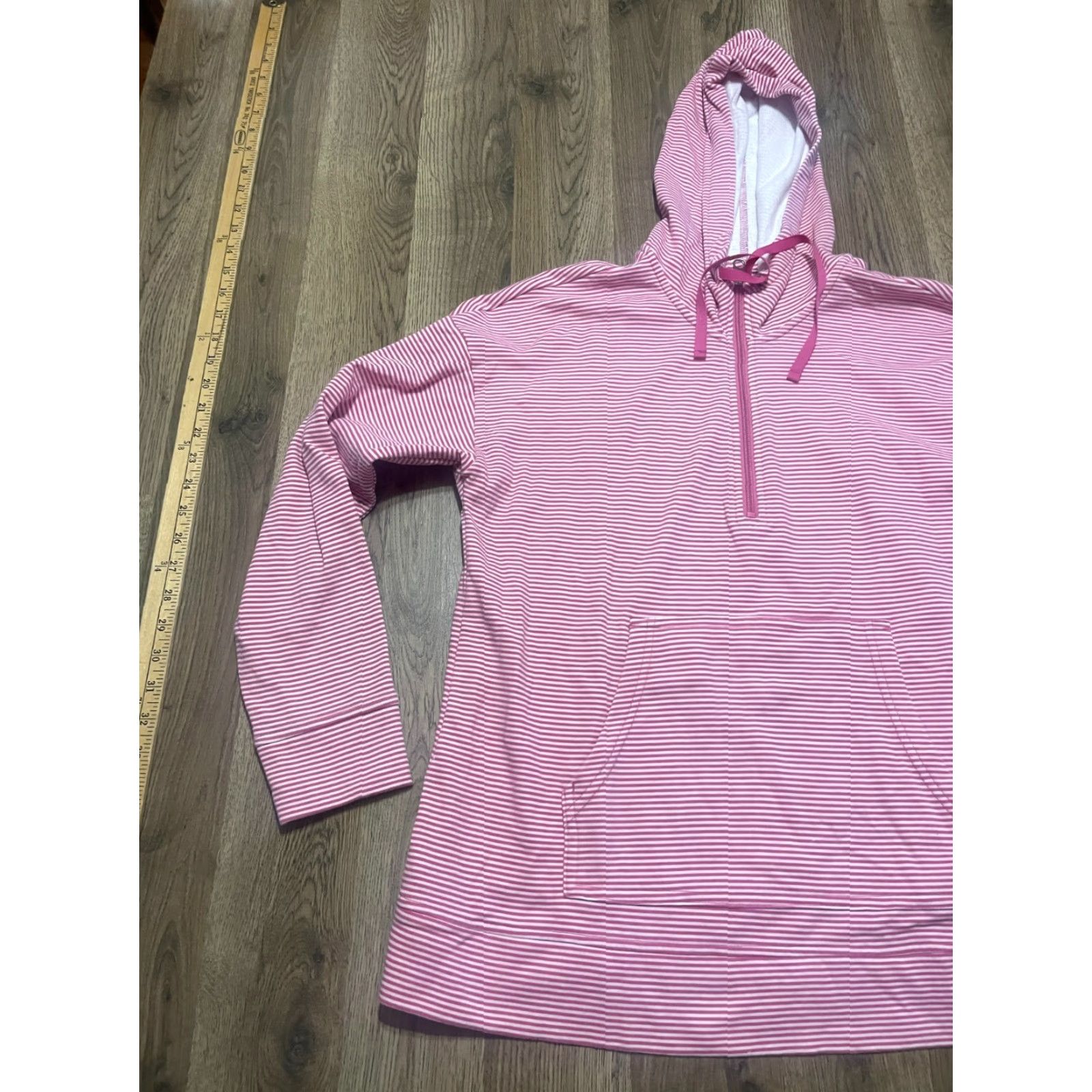 Croft & Barrow Croft & Barrow Hoodie Women's Large Pink Striped Long Sleeve Pullover Casual Fall Spring Summer Size L / US 10 / IT 46 - 3 Thumbnail
