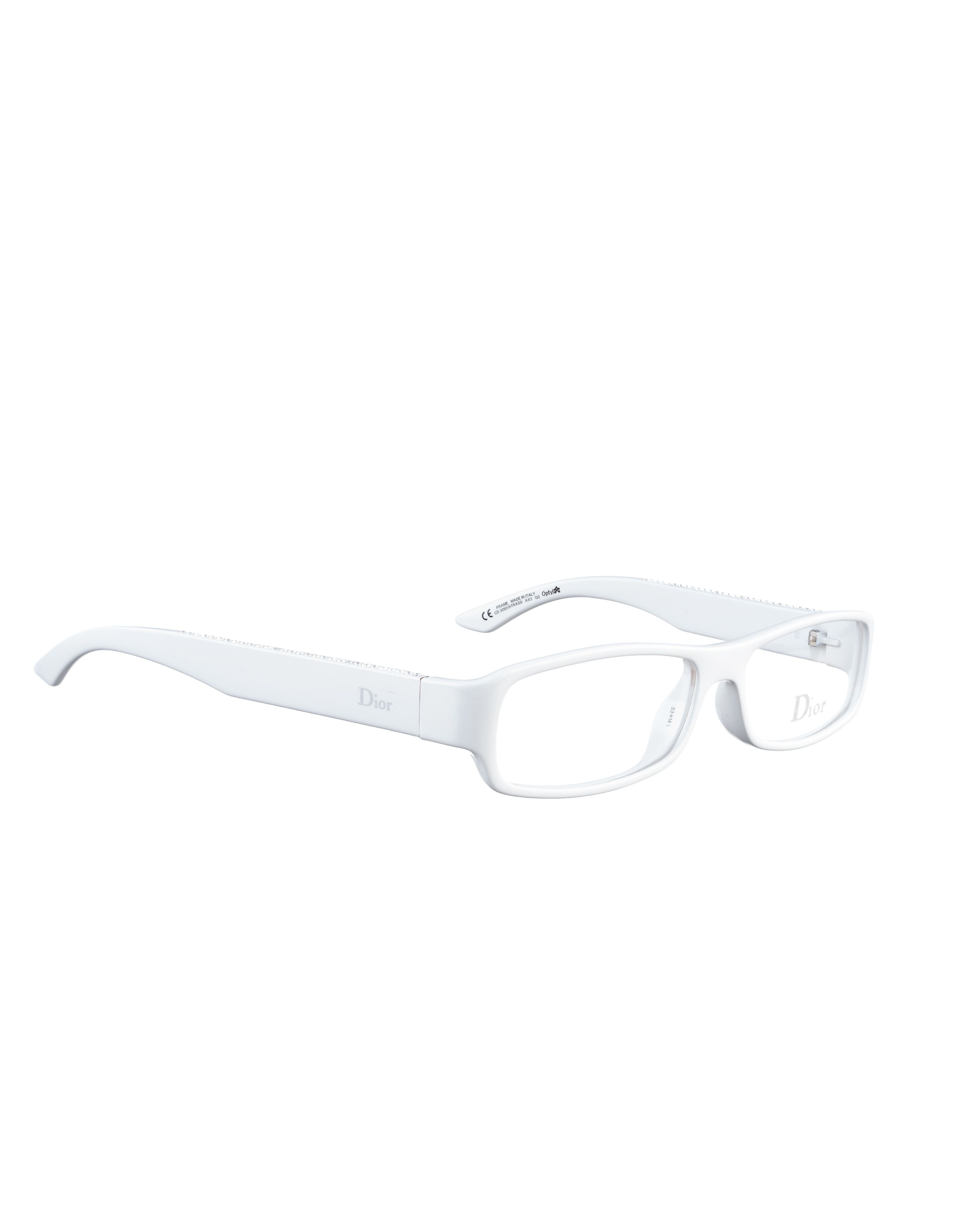 Dior Dior 00s White Plastic Glasses with White Rhinestones Size ONE SIZE - 2 Thumbnail
