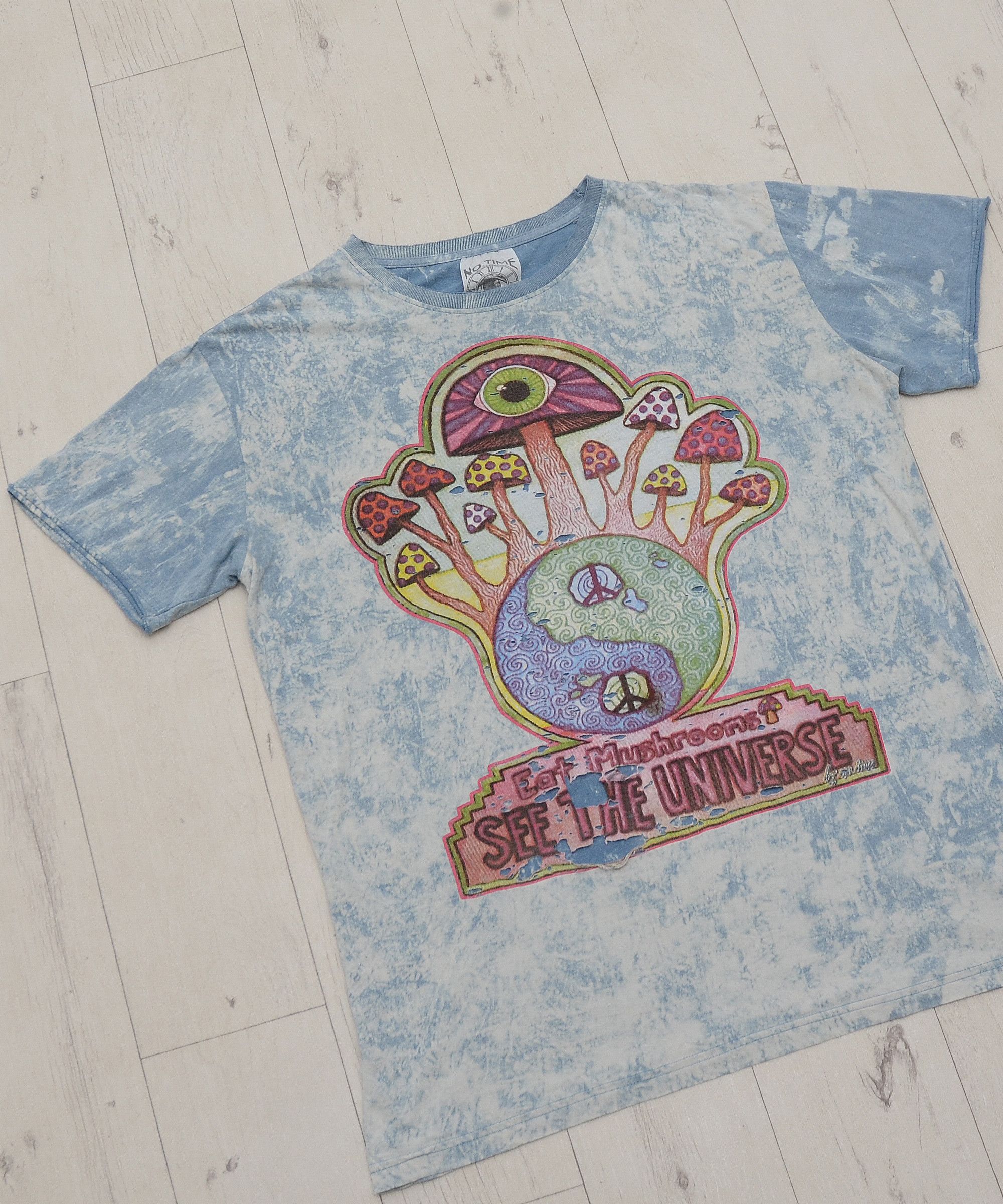 Japanese Brand × Vintage 🍄 No Time Stonewash Eat Mushrooms See The Universe T-shirt Size US L / EU 52-54 / 3 - 3 Thumbnail