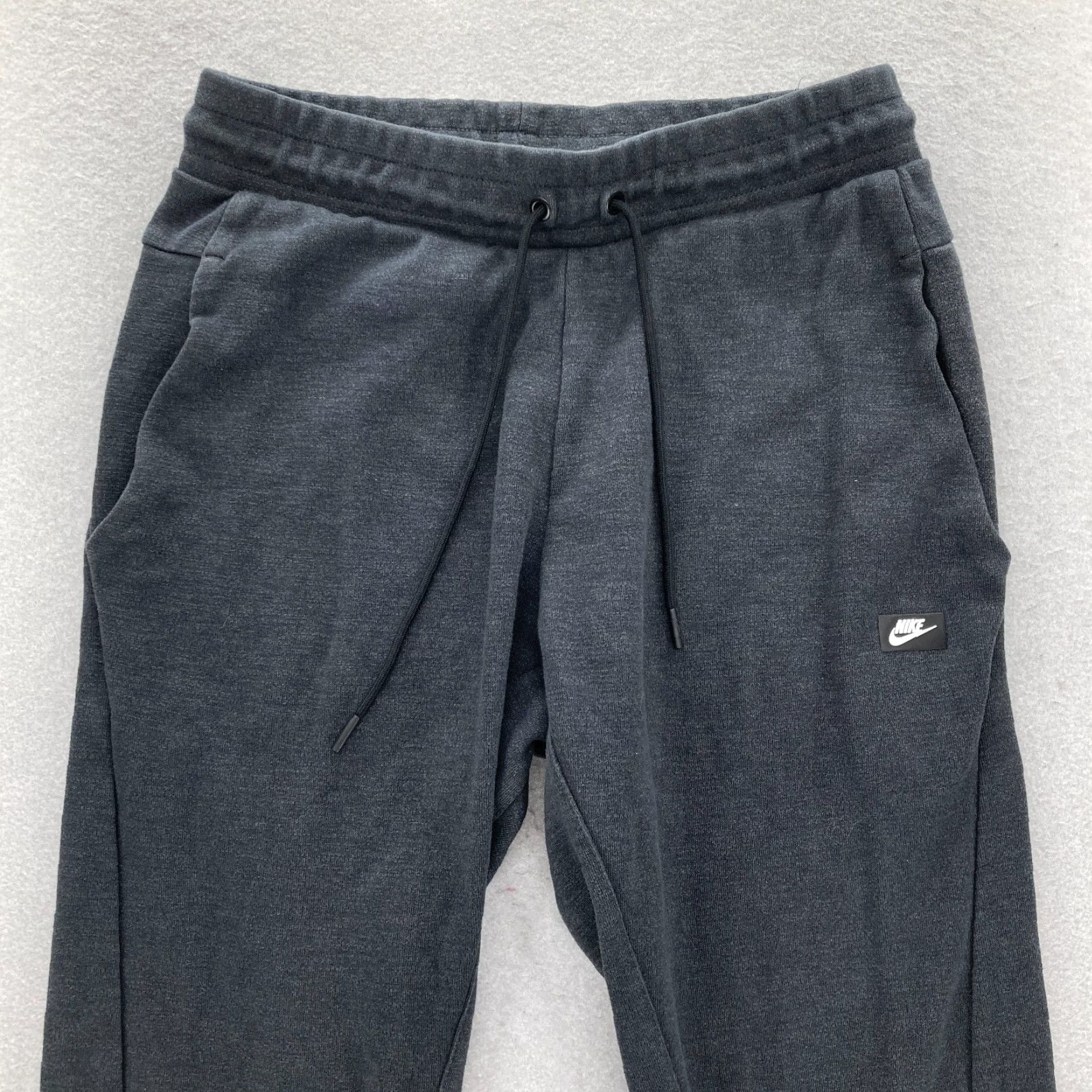 Nike Nike Optic Jogger Pants Mens Medium Dark Gray Fleece Tapered Drawstring Logo Gym Size US 31 - 2 Thumbnail