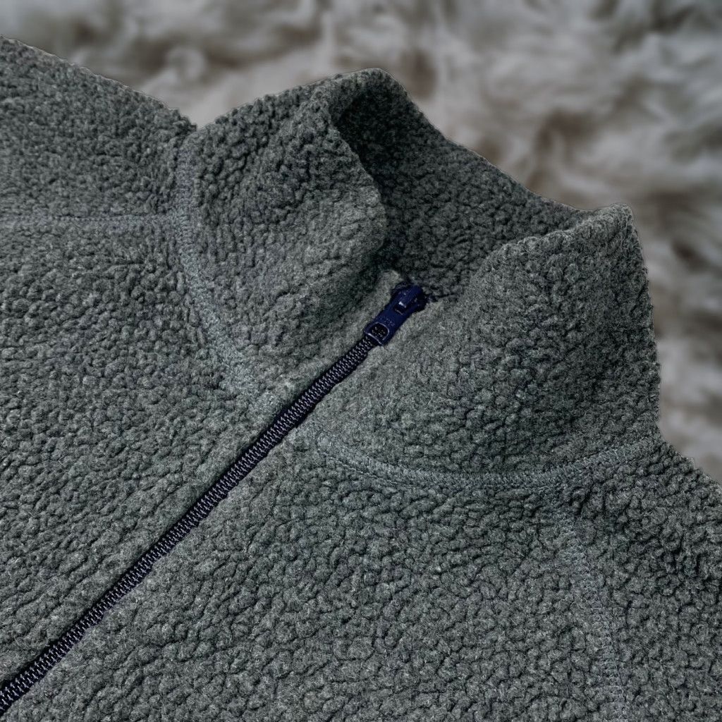 J.CREW Men’s Teddy Sherpa 1/4 Zip Pullover Gray/Navy Blue Large Shirt Men 1/4 Zip Mock Neck Pullover Vintage No