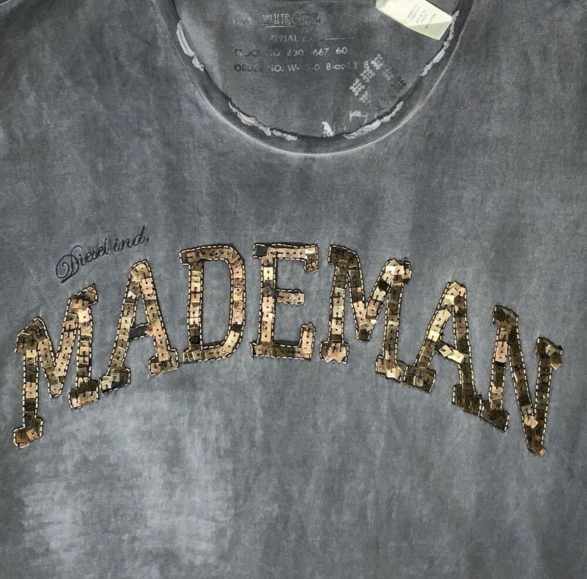 Diesel Vintage Diesel MADEMAN Sequin‎ Tee 🧨 Distressed Gray M Size US M / EU 48-50 / 2 - 2 Thumbnail