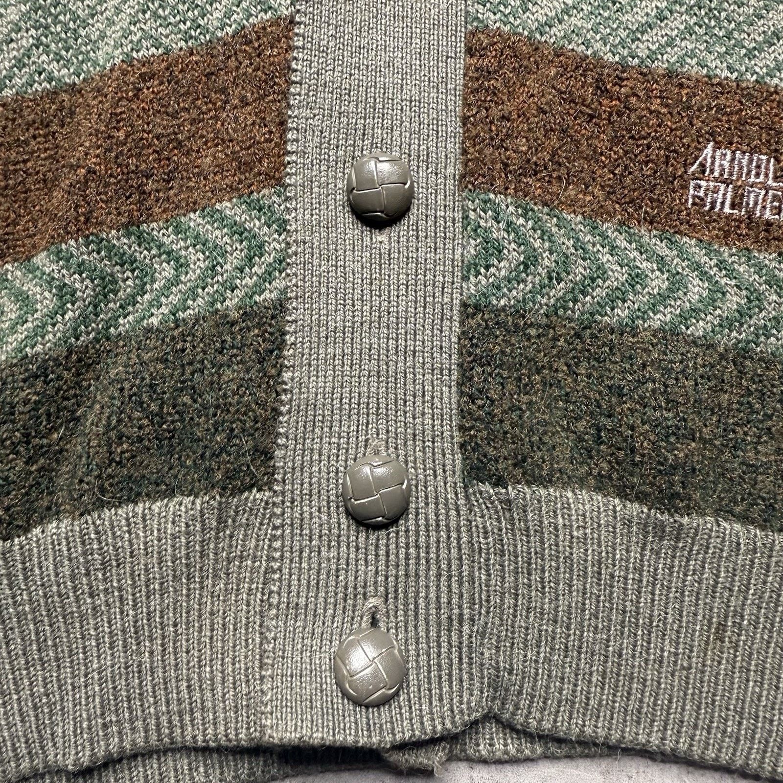 Vintage Vintage Arnold Palmer Earth Tone Striped Knit Cardigan Large Size US L / EU 52-54 / 3 - 4 Thumbnail